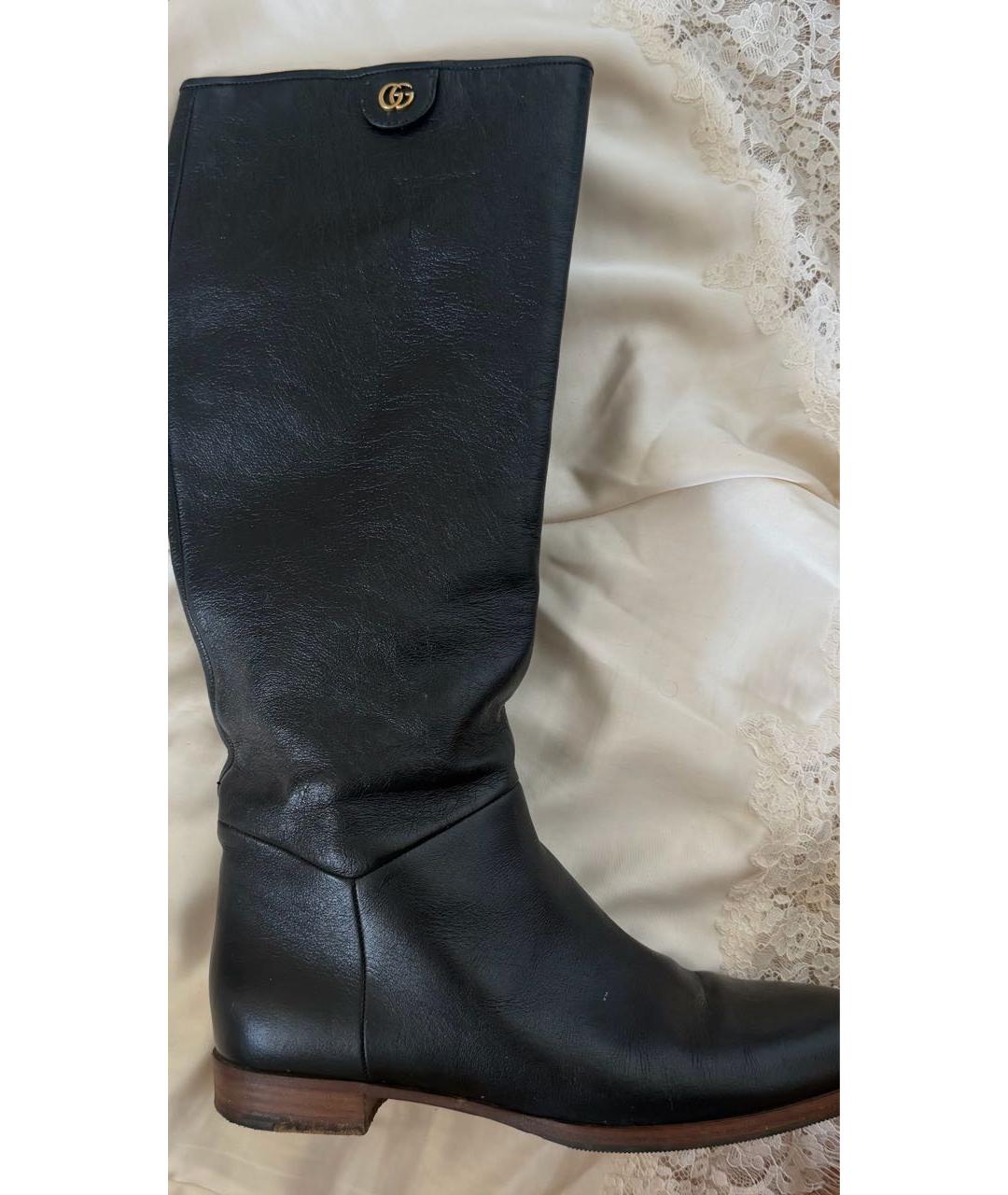 GUCCI Черные кожаные сапоги, фото 9