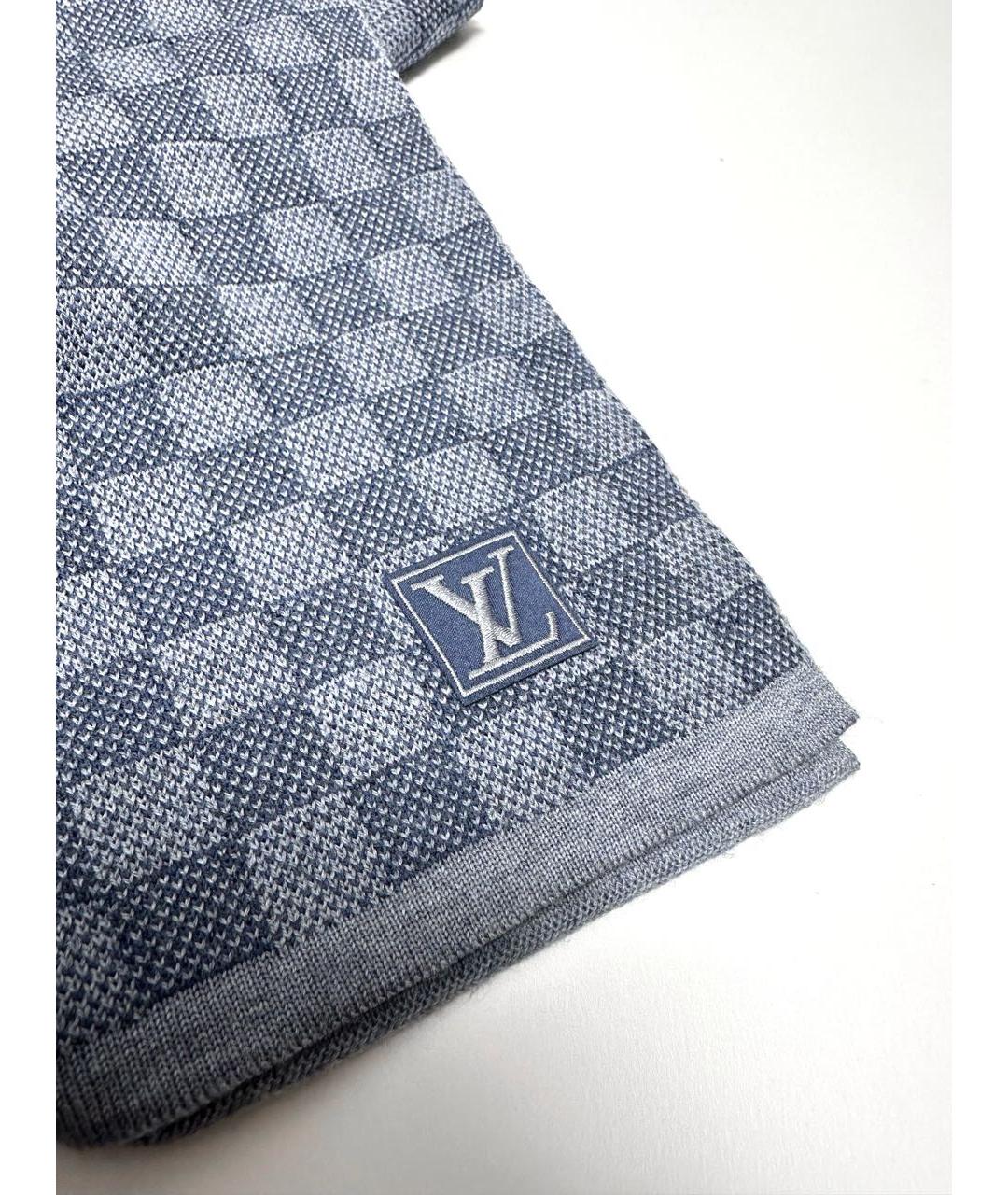 LOUIS VUITTON Синий шерстяной шарф, фото 4