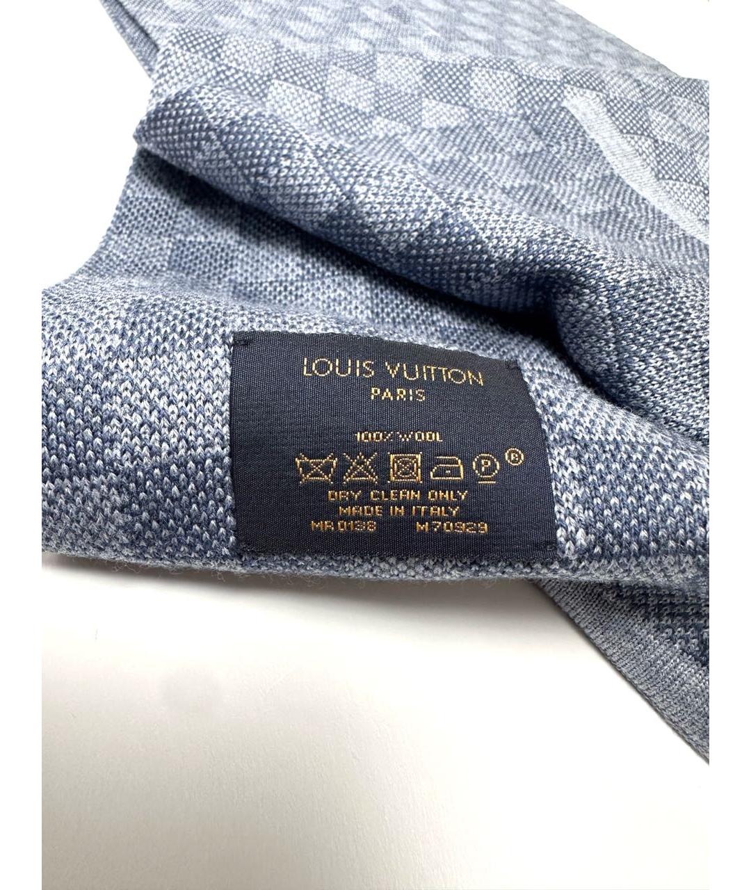 LOUIS VUITTON Синий шерстяной шарф, фото 5