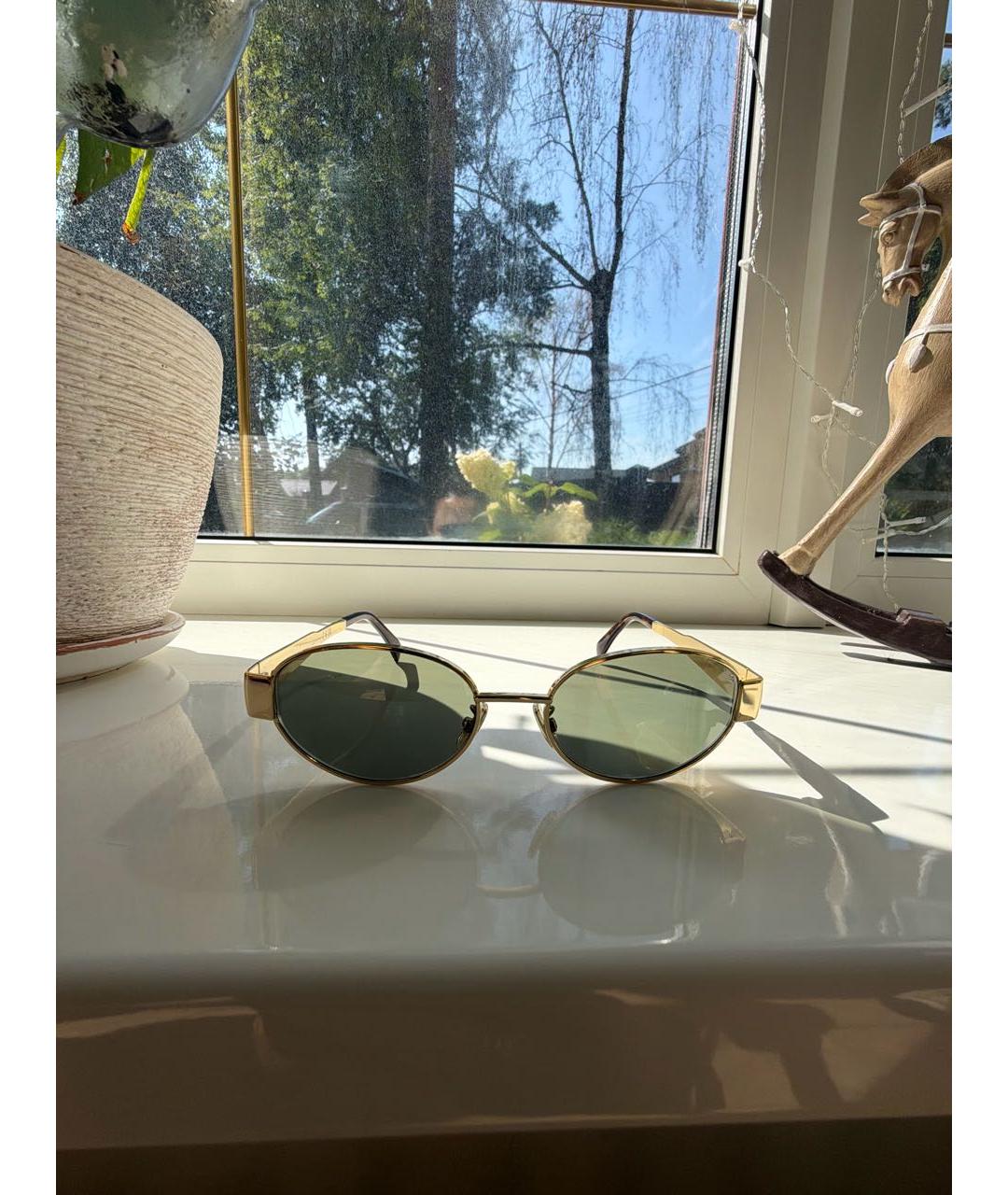 CELINE Золотые пластиковые солнцезащитные очки, фото 5