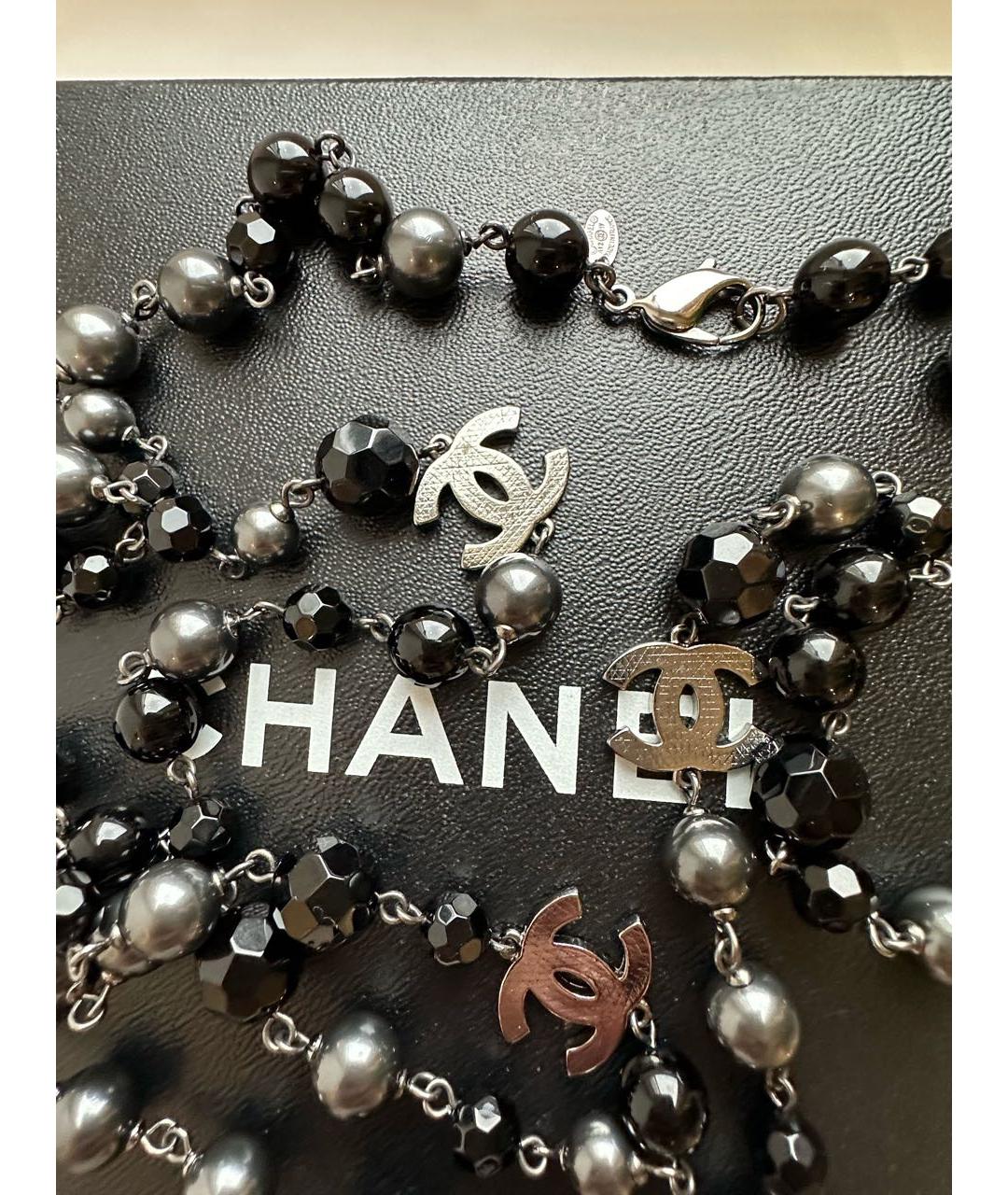 CHANEL Черное металлическое колье, фото 4