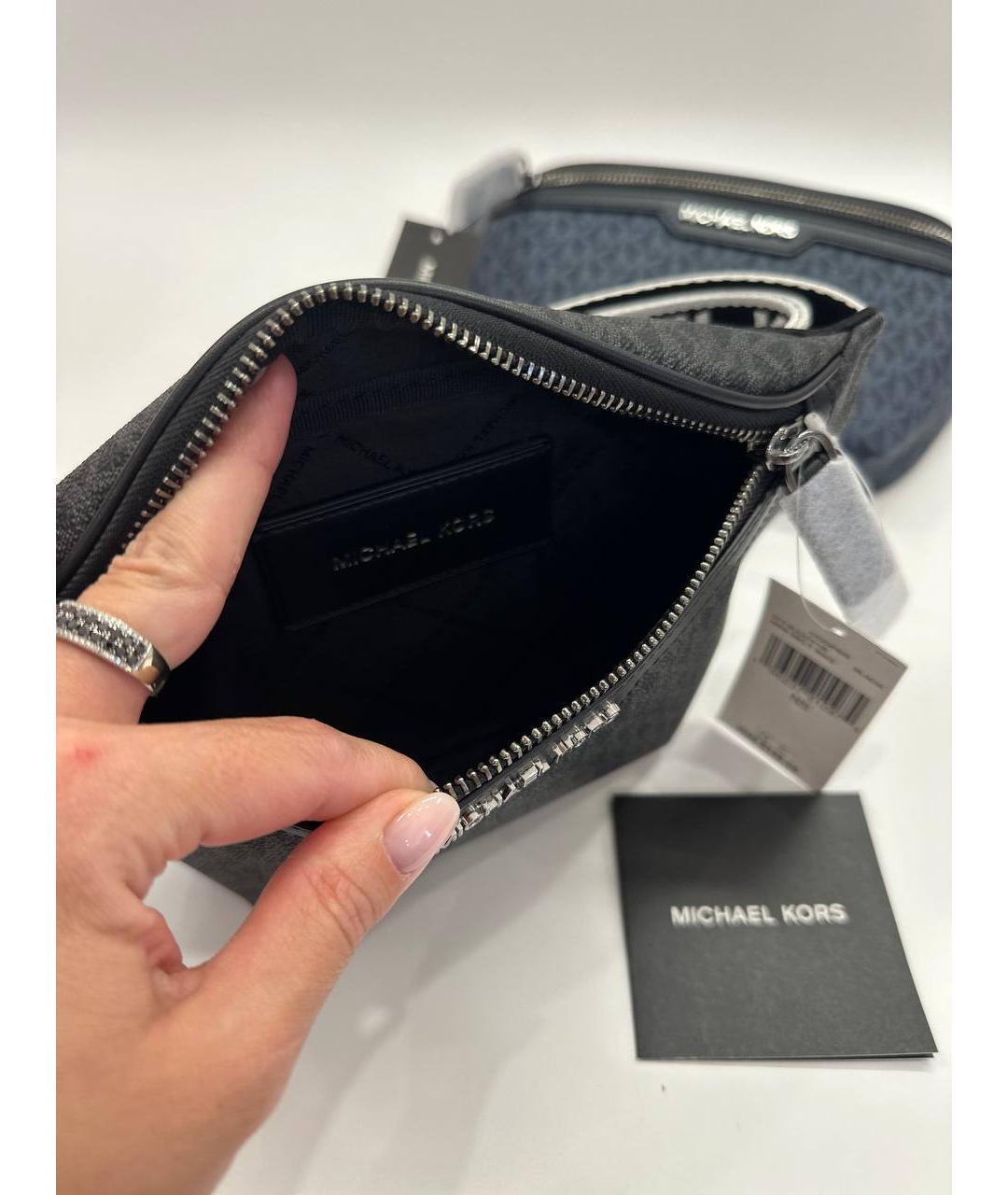 MICHAEL KORS Темно-синяя поясная сумка из канвы, фото 5