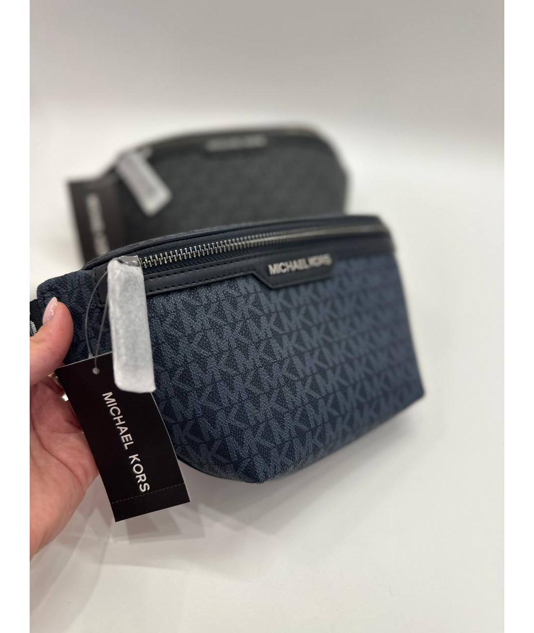 MICHAEL KORS Темно-синяя поясная сумка из канвы, фото 4