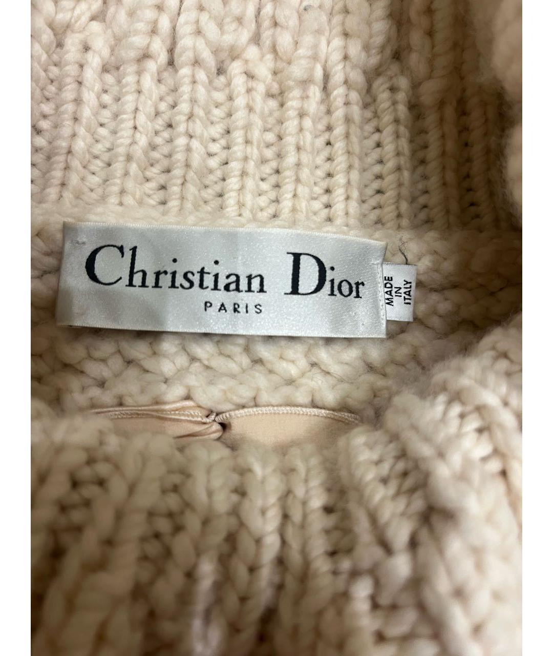 CHRISTIAN DIOR Бежевый шерстяной джемпер / свитер, фото 3