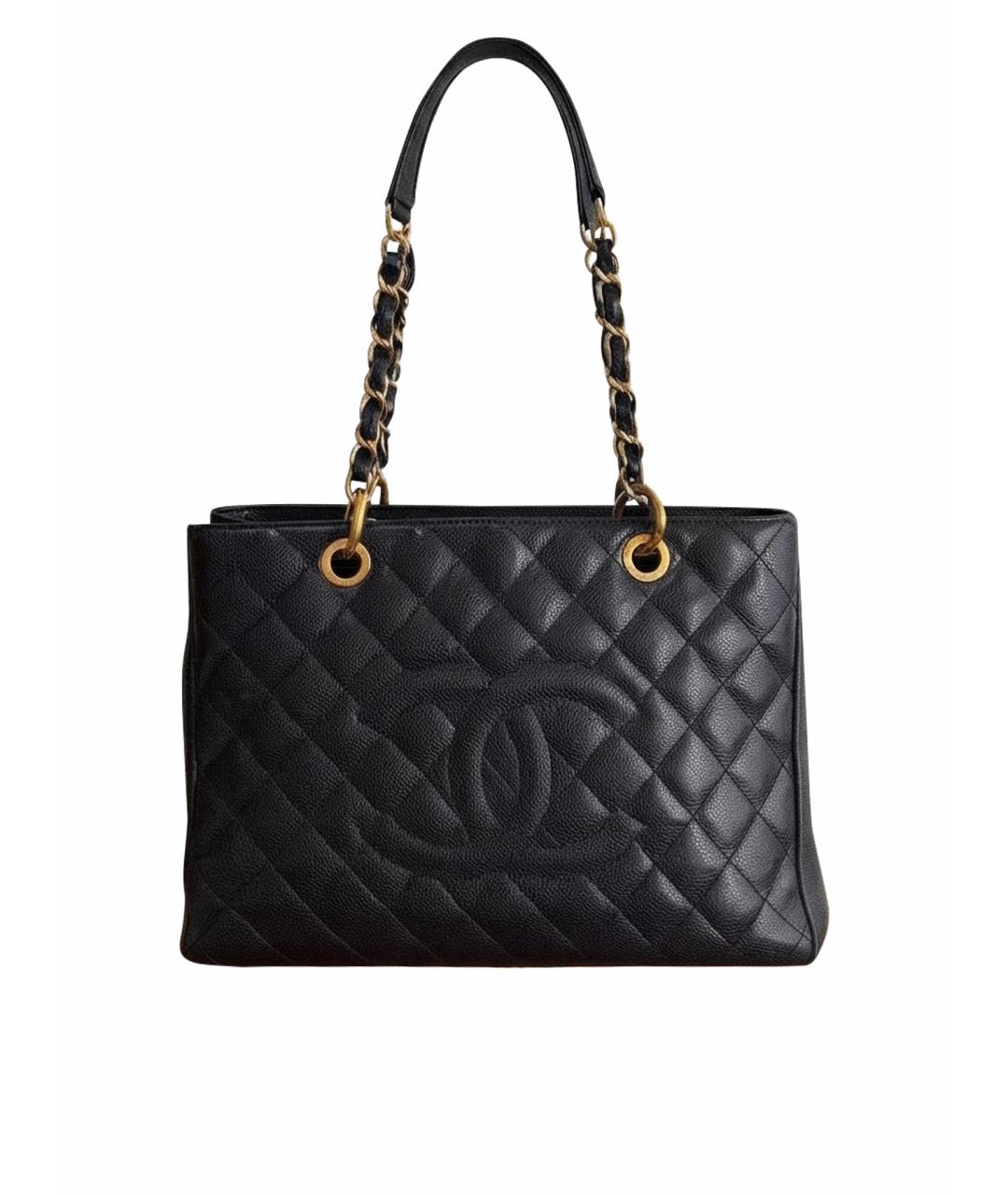 CHANEL Черная кожаная сумка тоут, фото 1