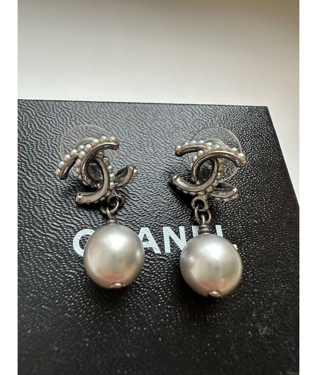 CHANEL Серебряные металлические серьги, фото 2