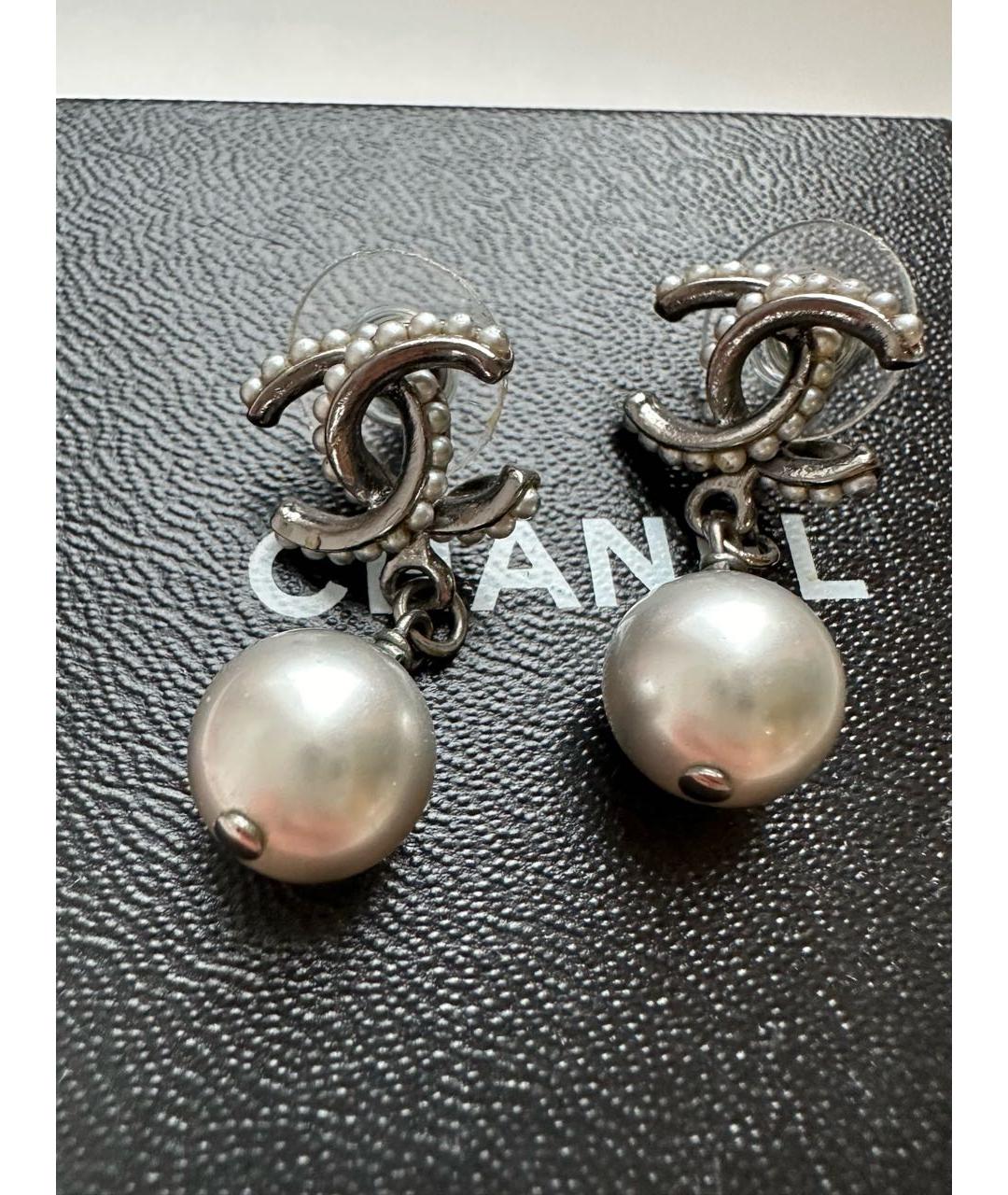 CHANEL Серебряные металлические серьги, фото 4