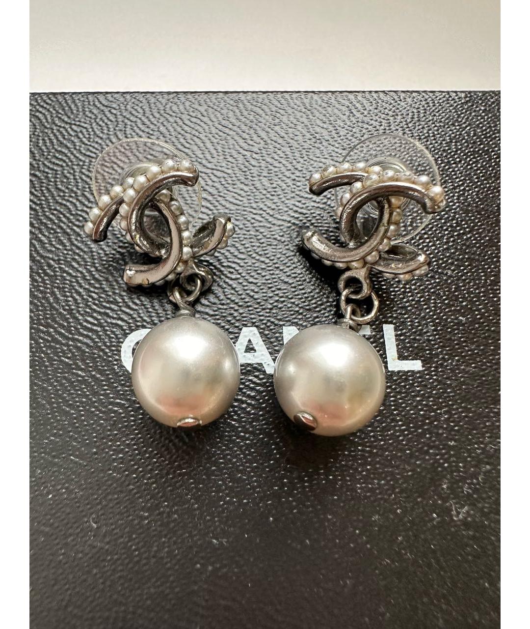 CHANEL Серебряные металлические серьги, фото 9