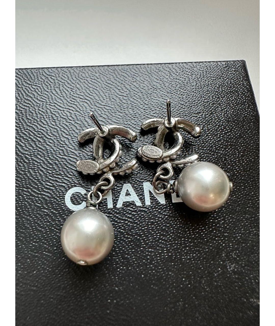 CHANEL Серебряные металлические серьги, фото 5