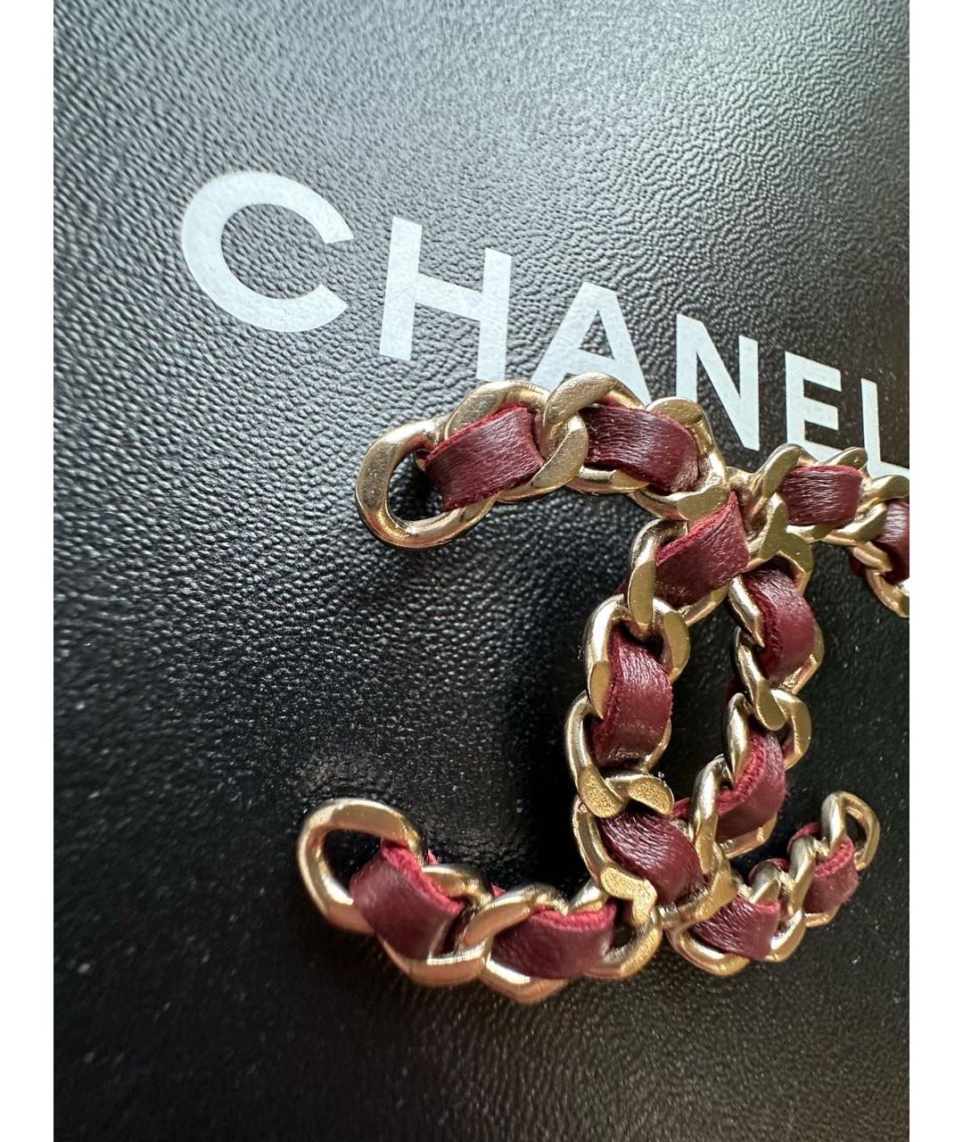 CHANEL Бордовая металлическая булавка / брошь, фото 4