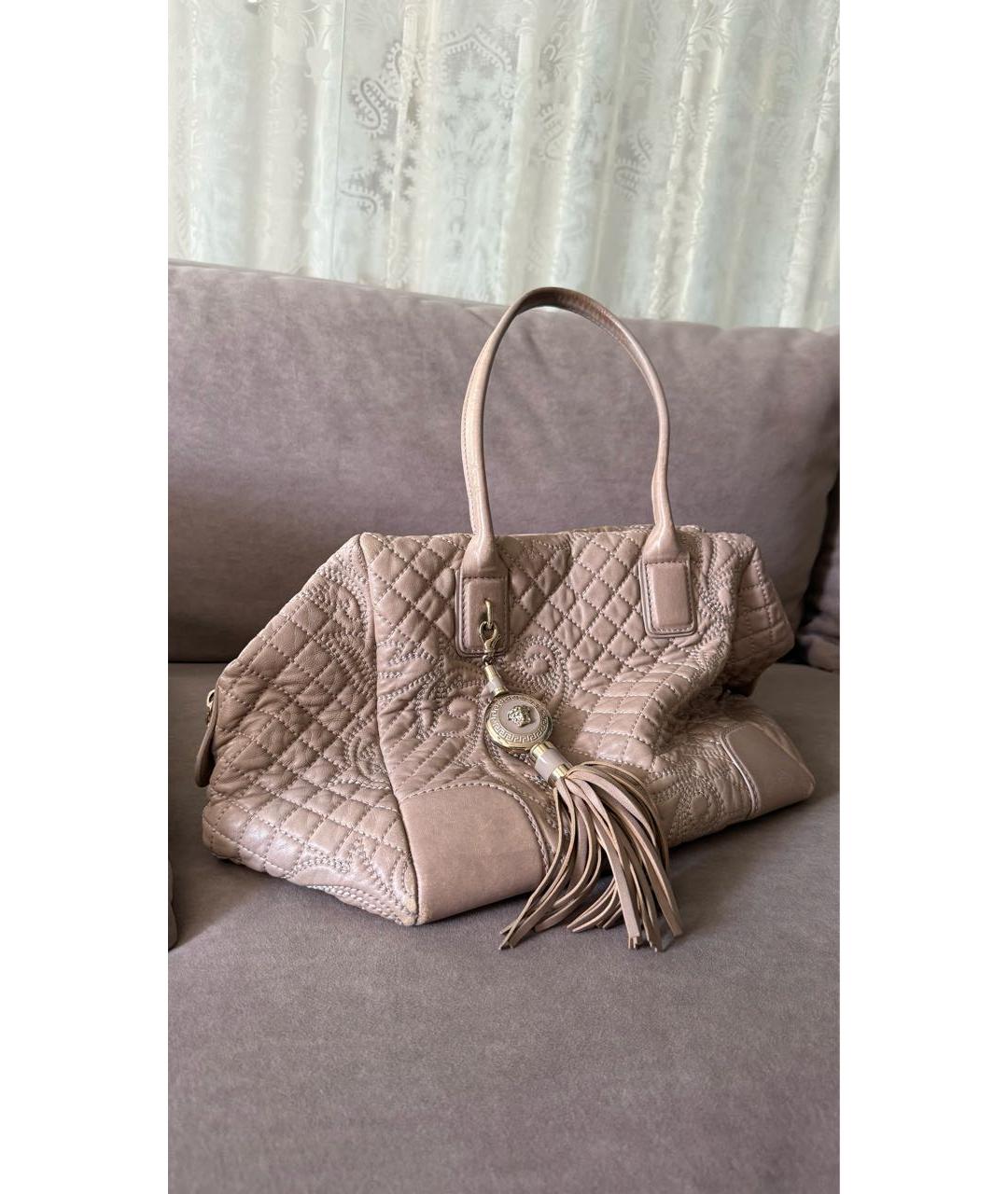 VERSACE Бежевая кожаная сумка тоут, фото 2