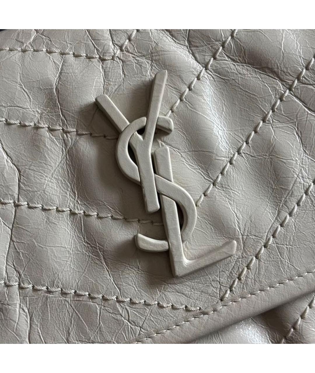 SAINT LAURENT Белая кожаная сумка тоут, фото 2