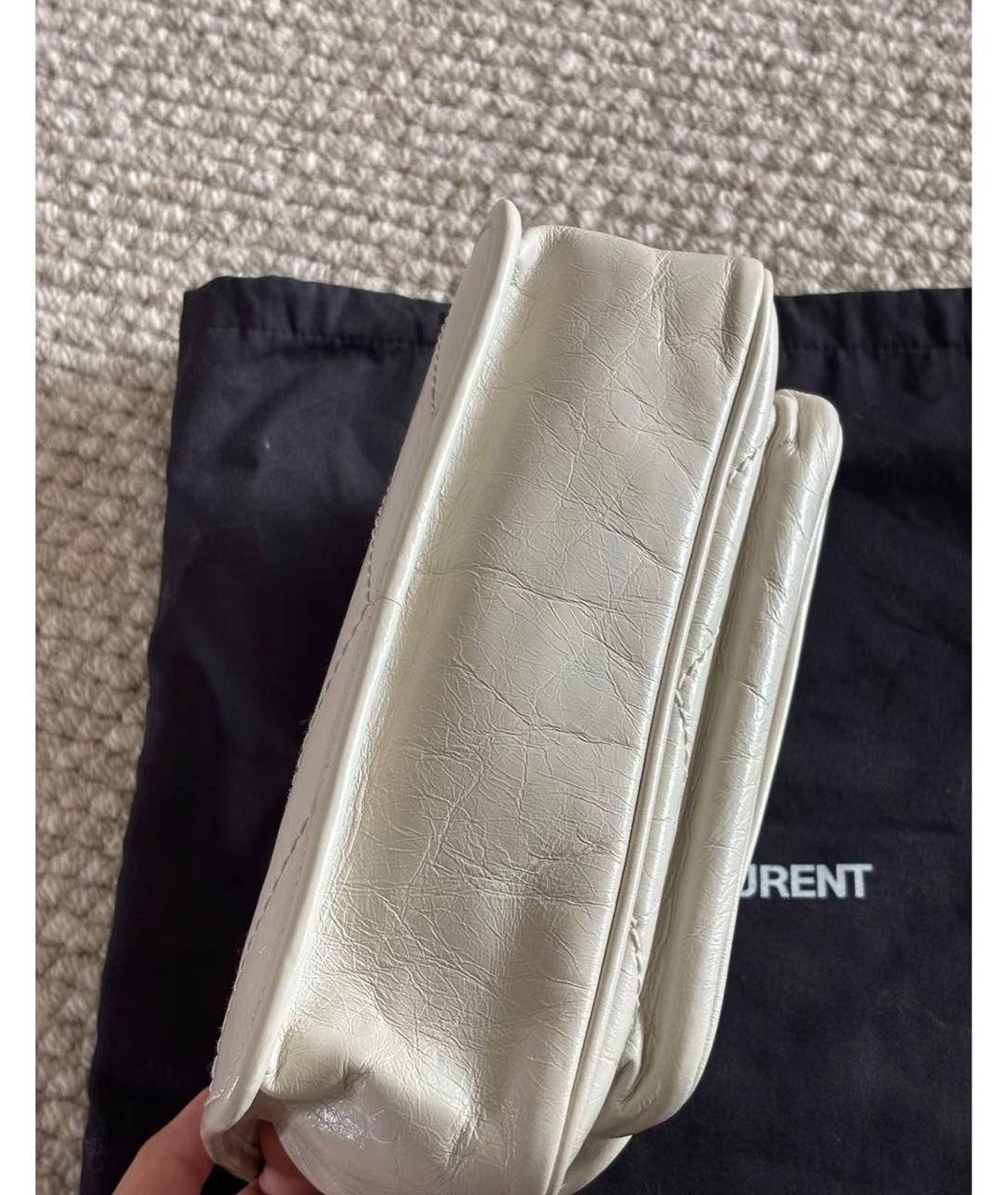 SAINT LAURENT Белая кожаная сумка тоут, фото 7