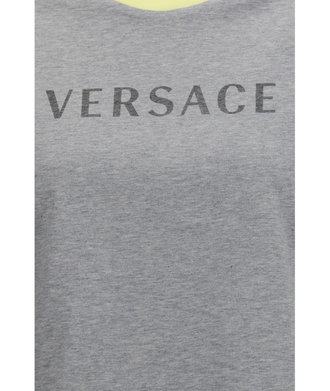 VERSACE Серая хлопковая футболка, фото 3