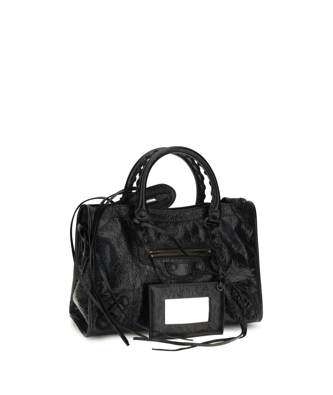 BALENCIAGA Черная кожаная сумка тоут, фото 2
