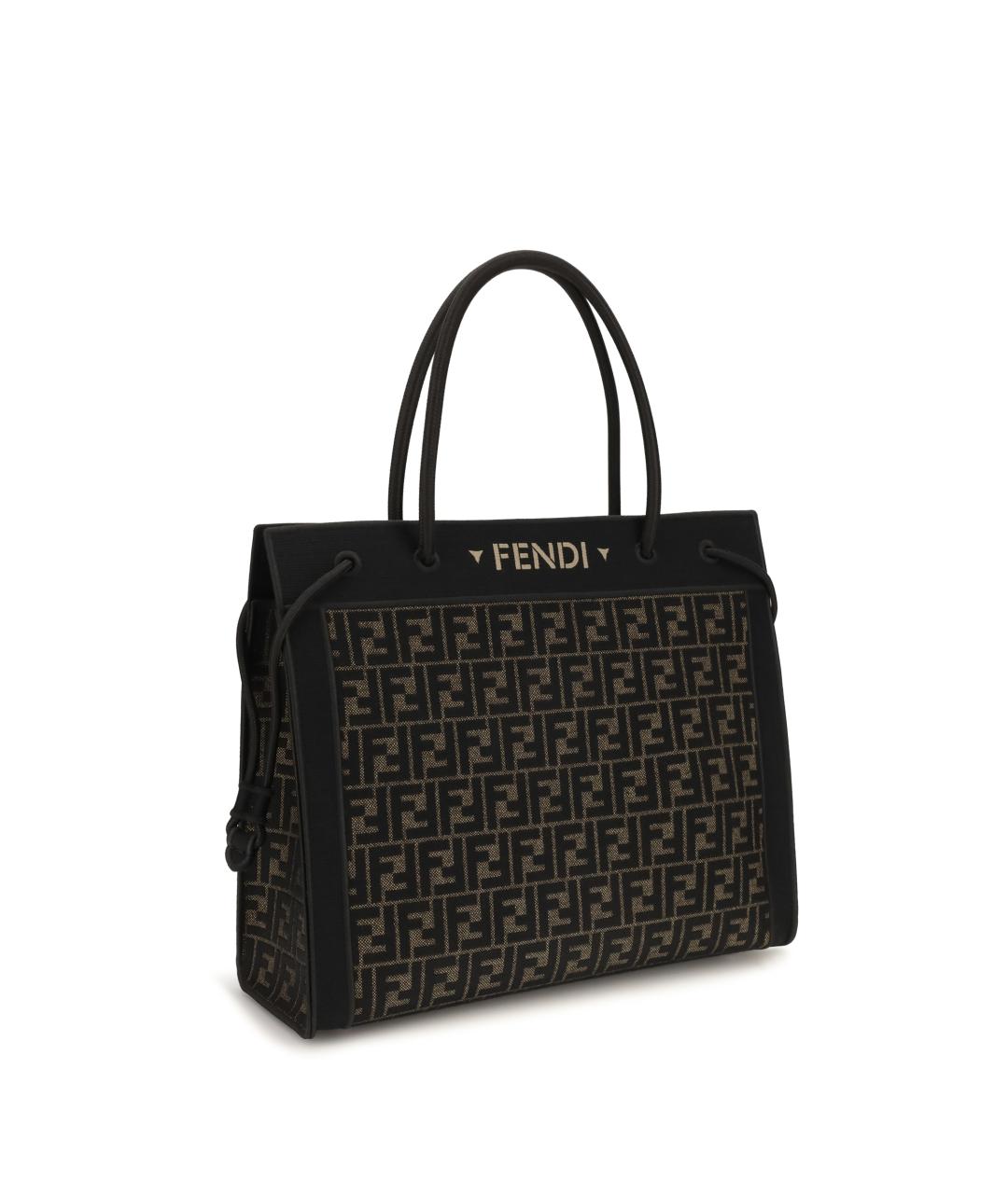 FENDI Коричневая жаккардовая сумка через плечо, фото 2