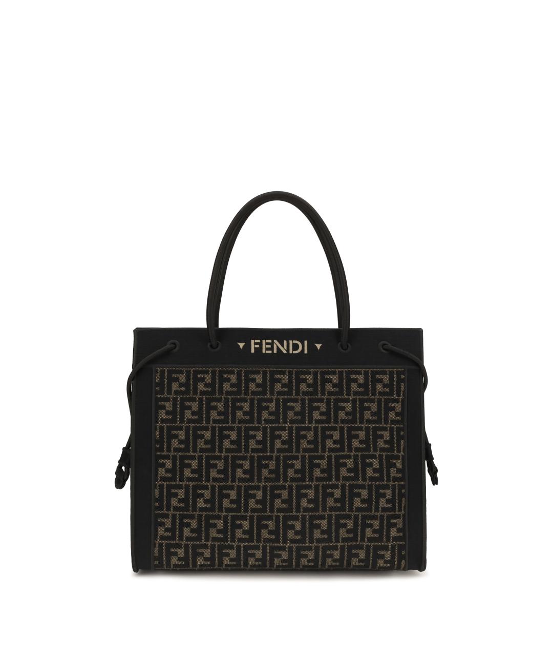 FENDI Коричневая жаккардовая сумка через плечо, фото 1