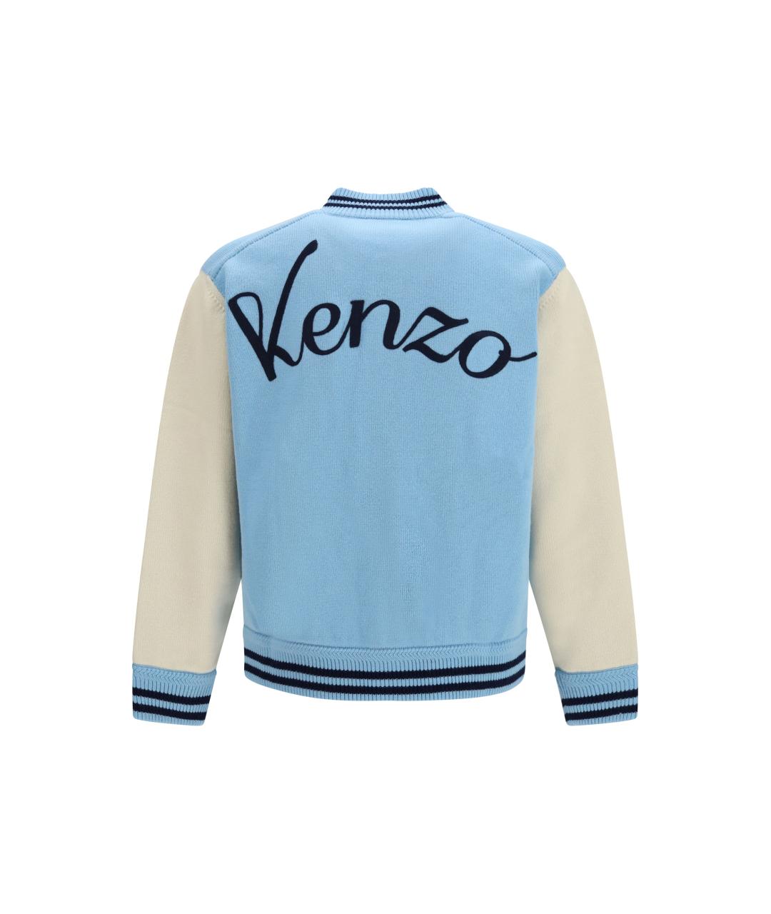 KENZO Голубой шерстяной джемпер / свитер, фото 2
