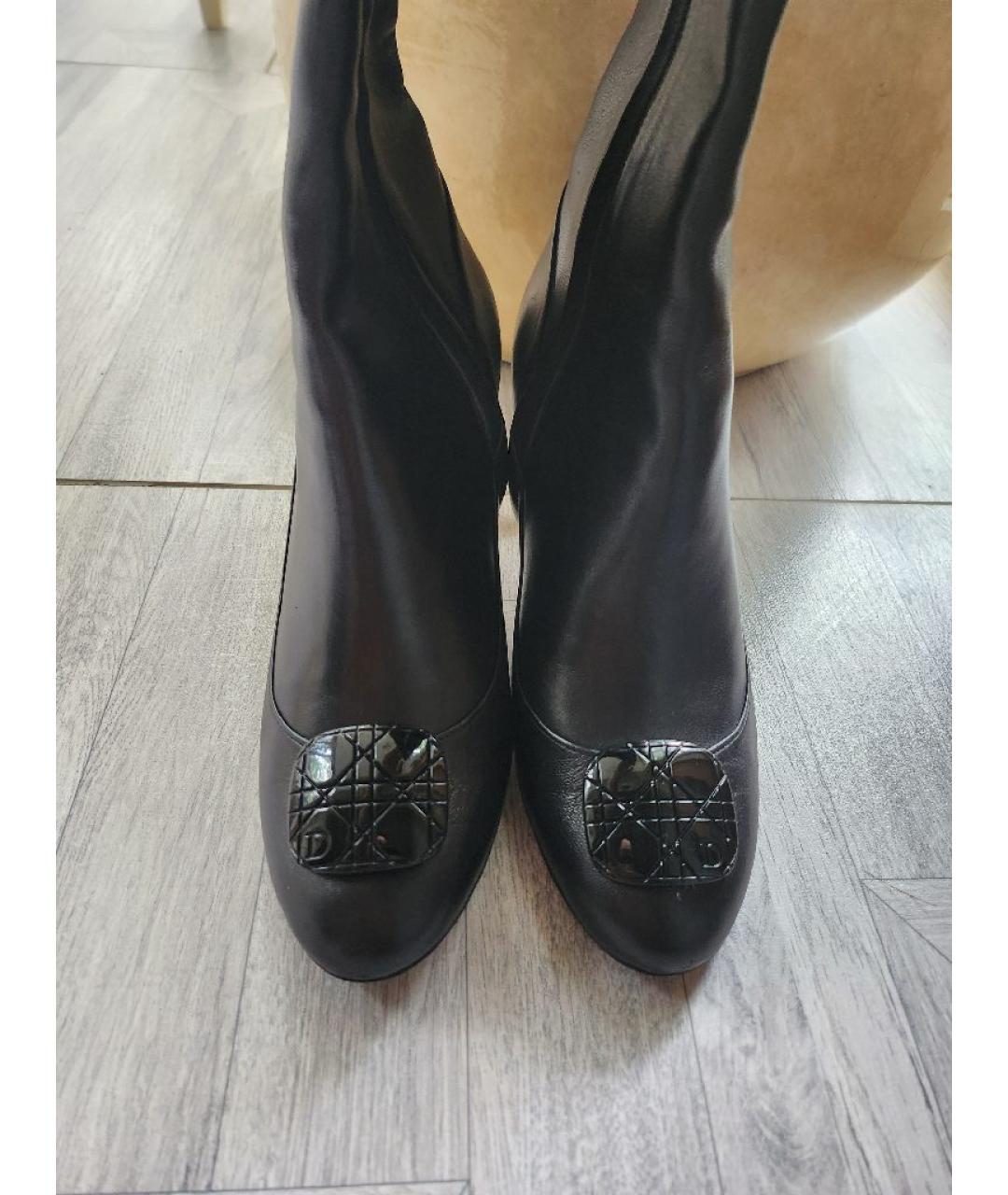 CHRISTIAN DIOR Черные кожаные сапоги, фото 3