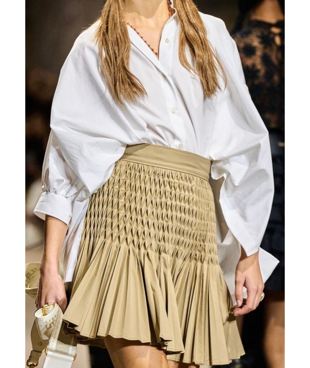 CHRISTIAN DIOR Бежевая хлопковая юбка мини, фото 3