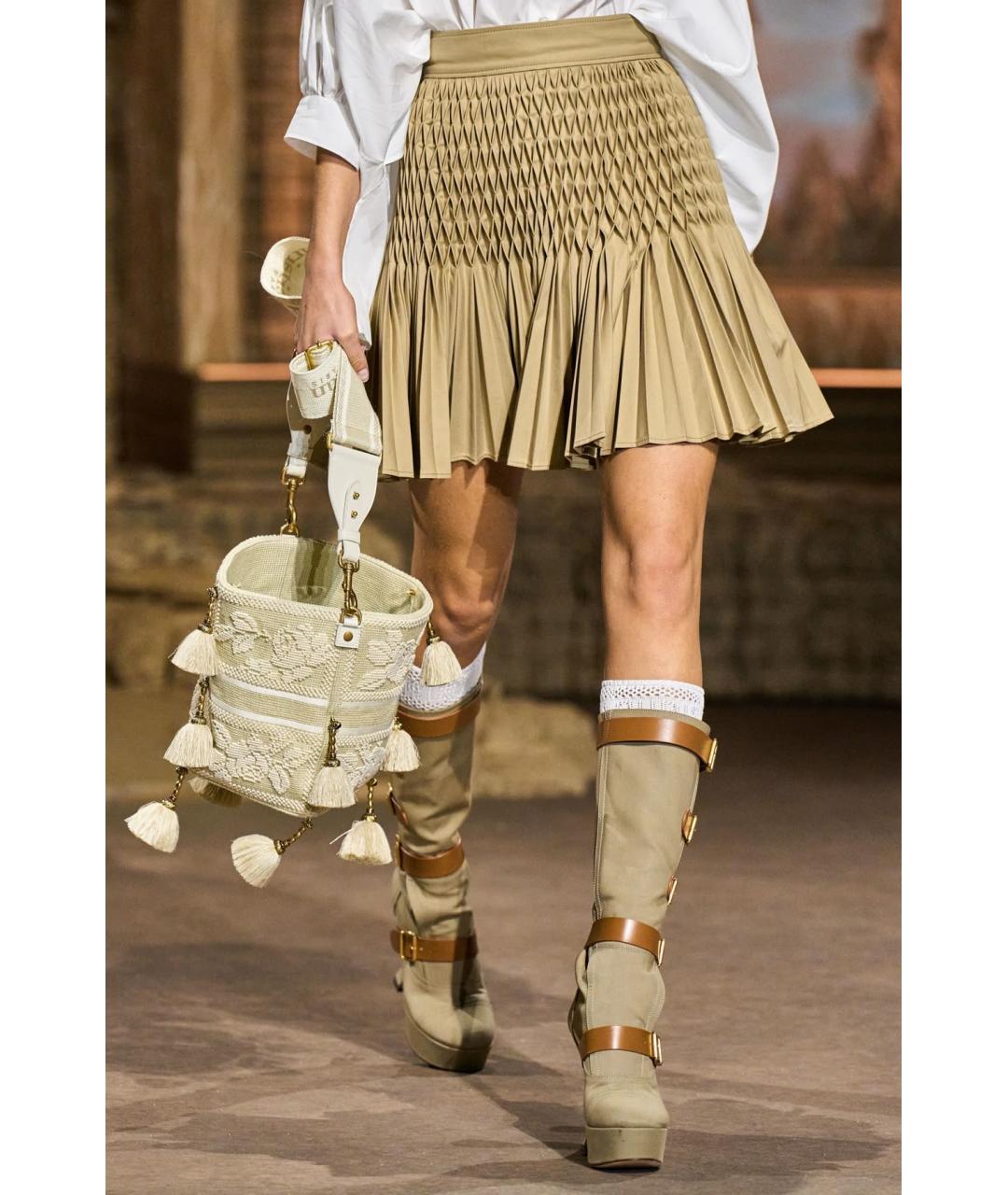 CHRISTIAN DIOR Бежевая хлопковая юбка мини, фото 4