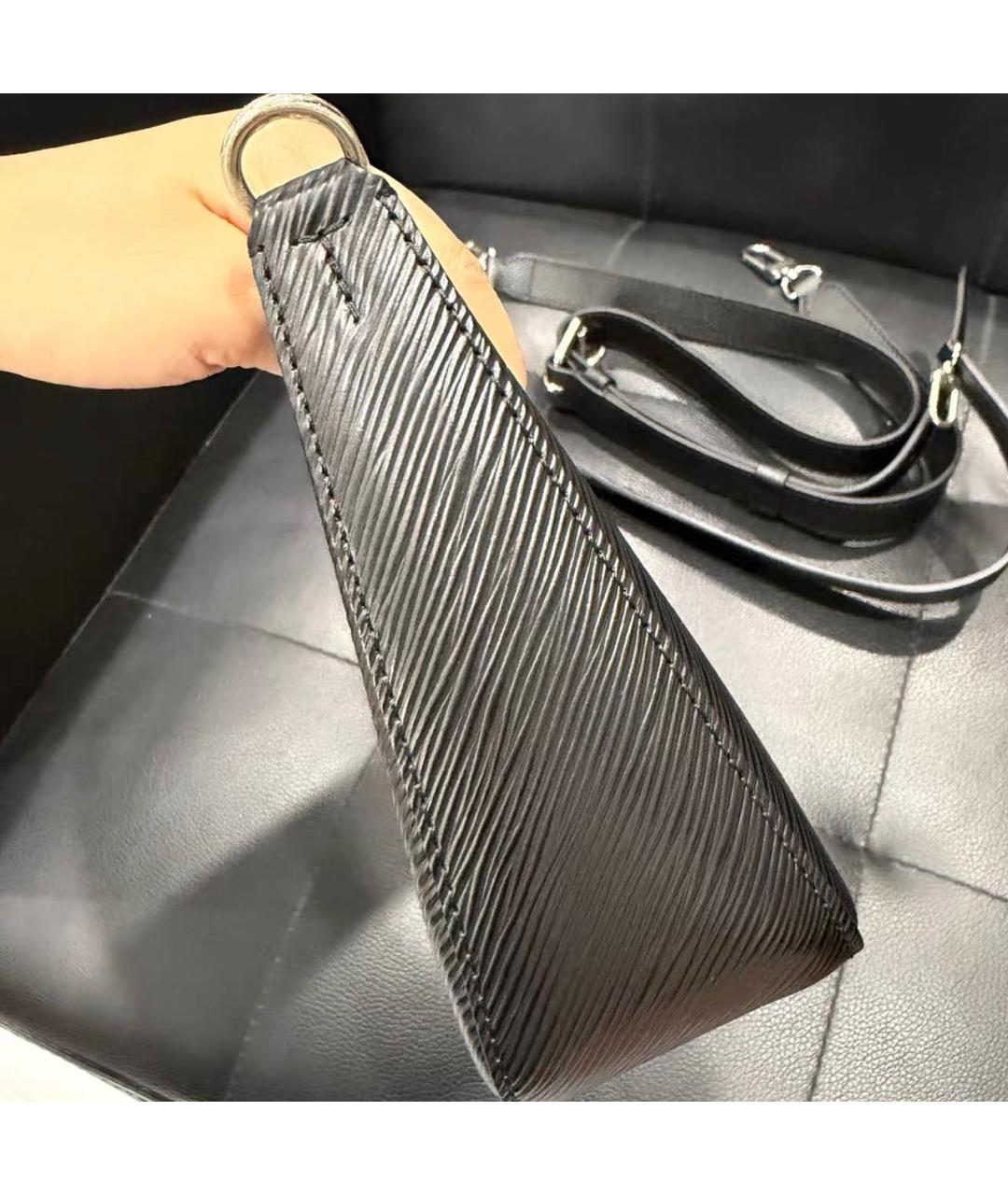 LOUIS VUITTON Черная кожаная сумка через плечо, фото 4