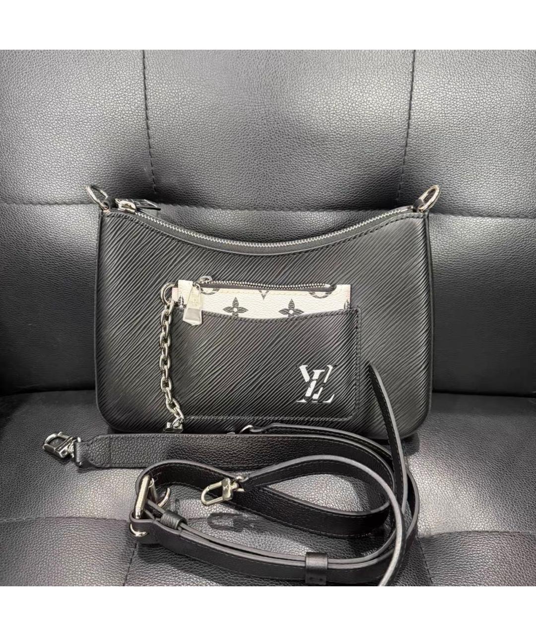LOUIS VUITTON Черная кожаная сумка через плечо, фото 8