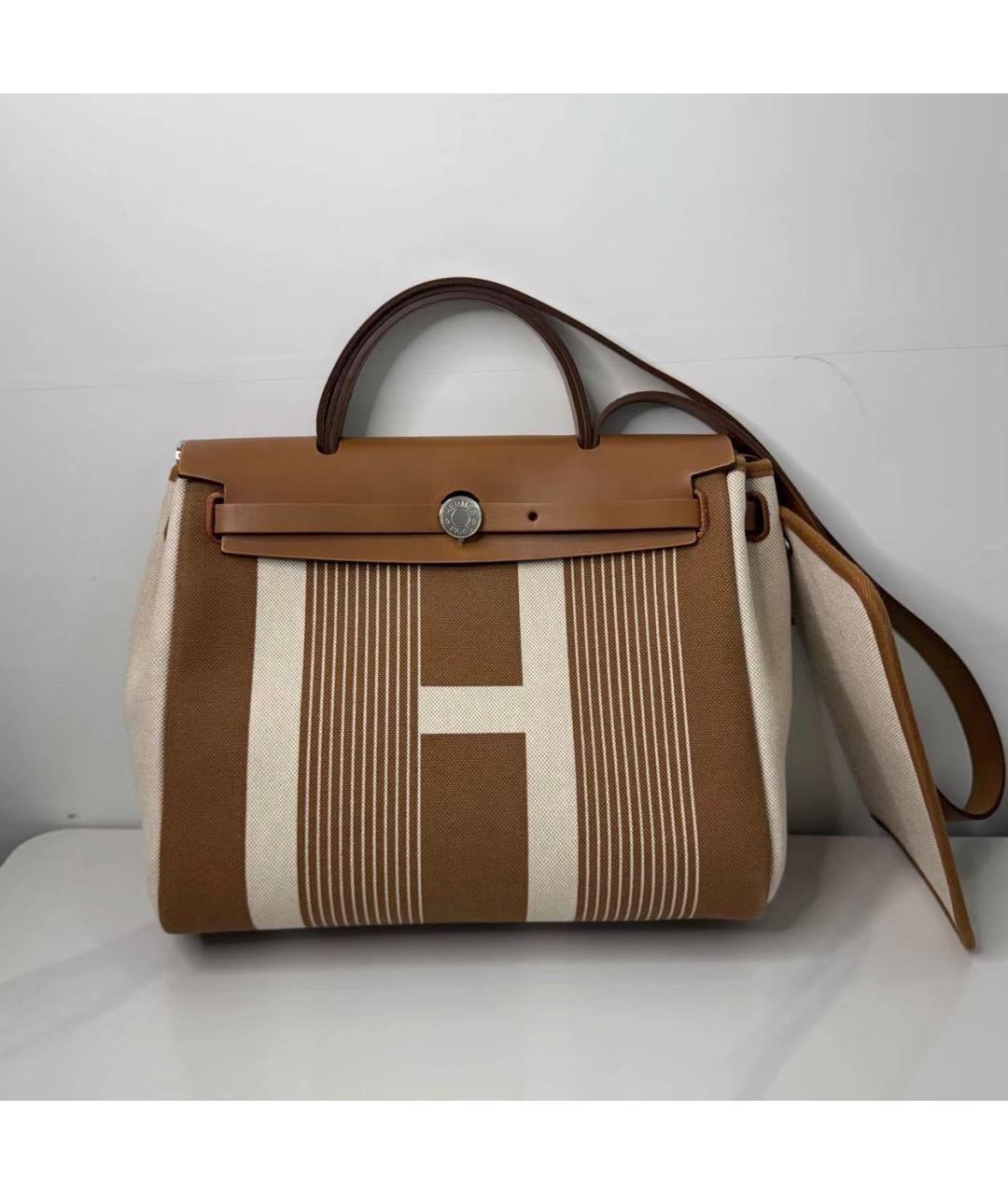 HERMES Коричневая кожаная сумка тоут, фото 8