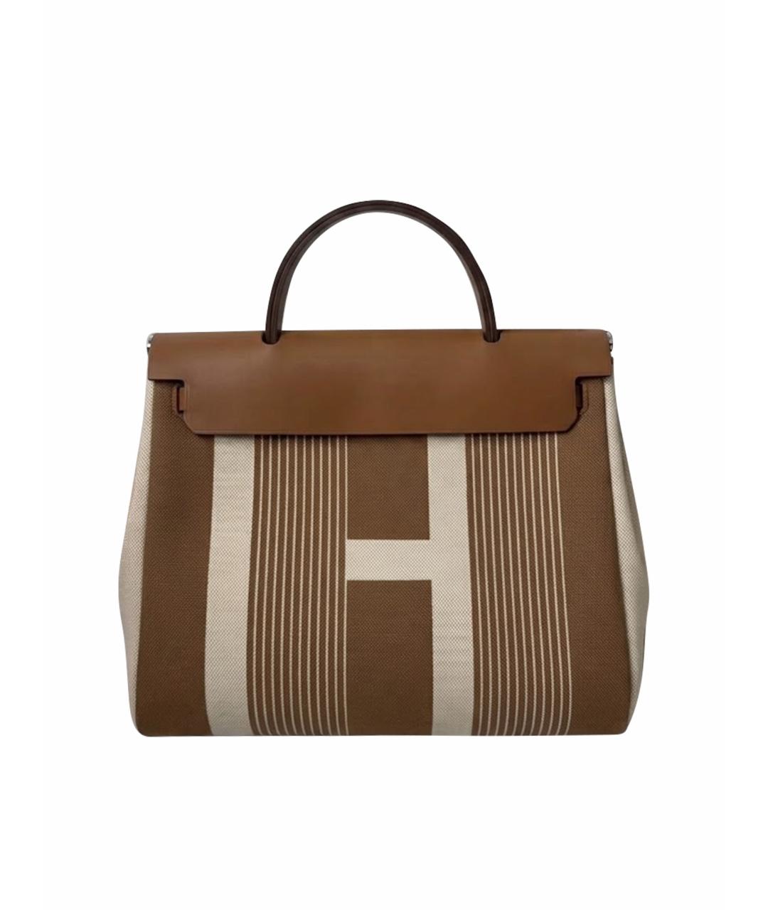 HERMES Коричневая кожаная сумка тоут, фото 1