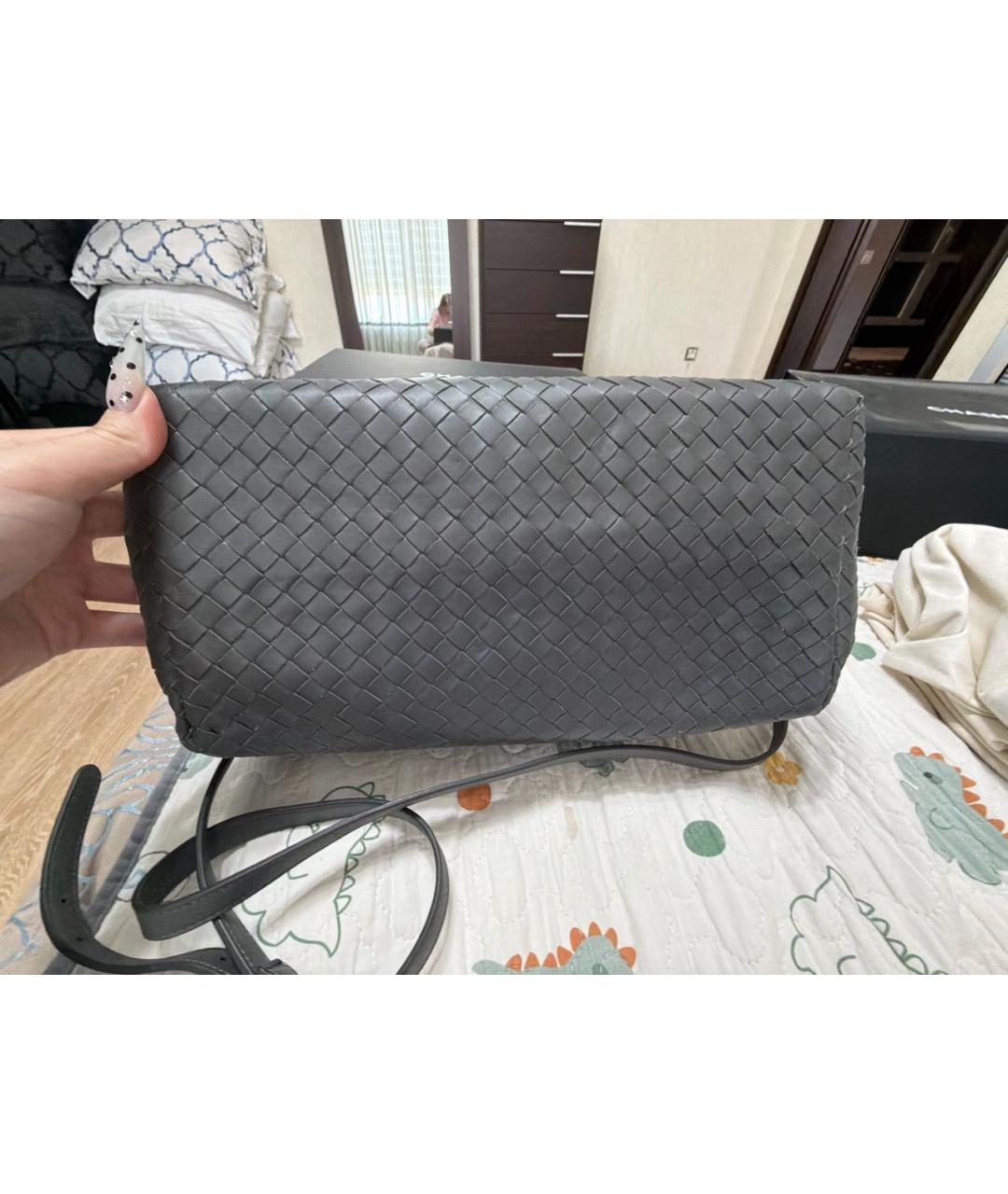 BOTTEGA VENETA Антрацитовая кожаная сумка тоут, фото 6