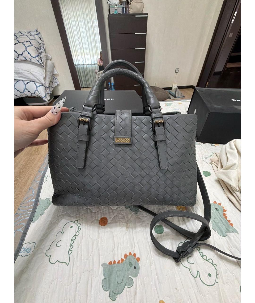 BOTTEGA VENETA Антрацитовая кожаная сумка тоут, фото 3