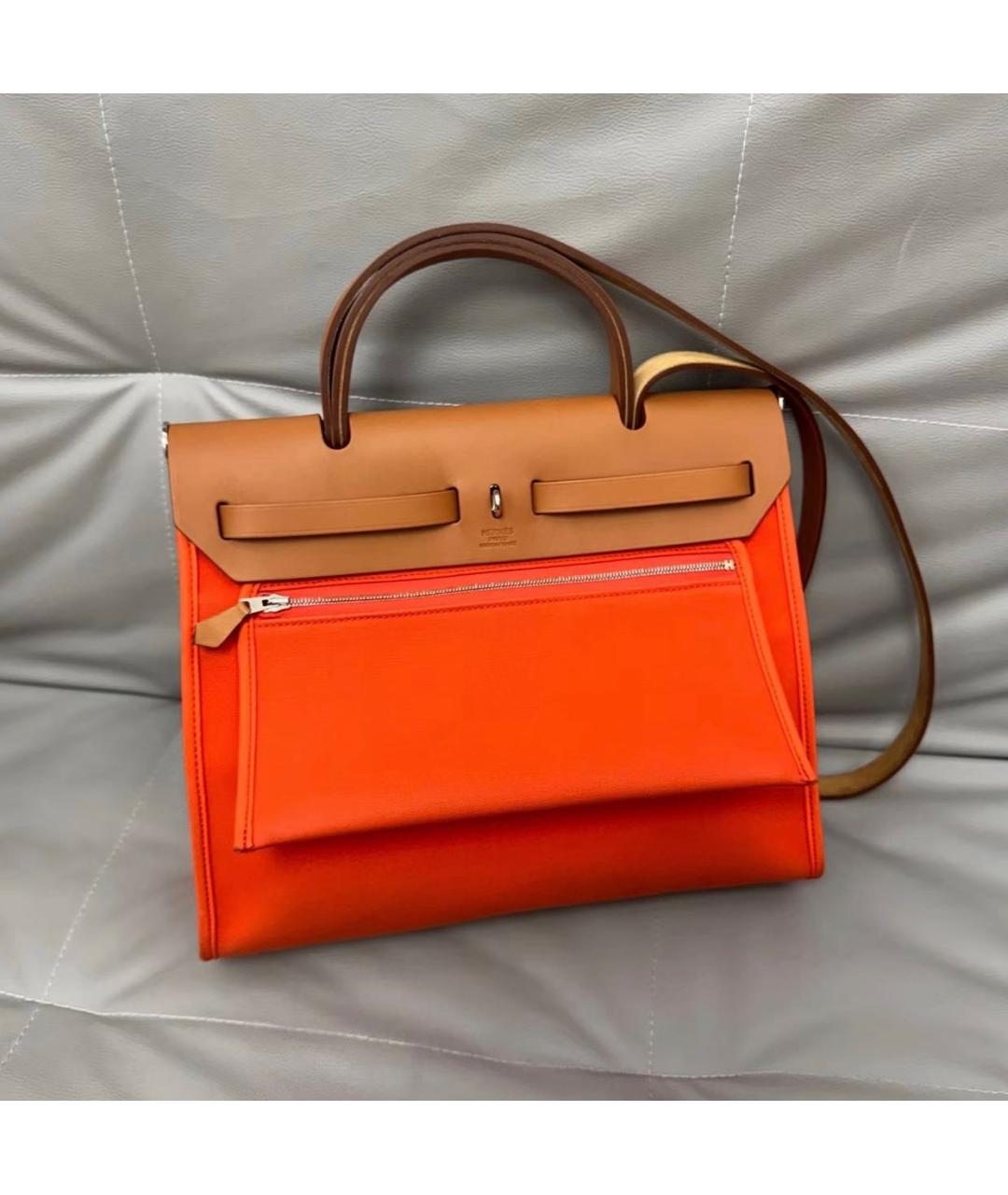 HERMES Оранжевая кожаная сумка через плечо, фото 3