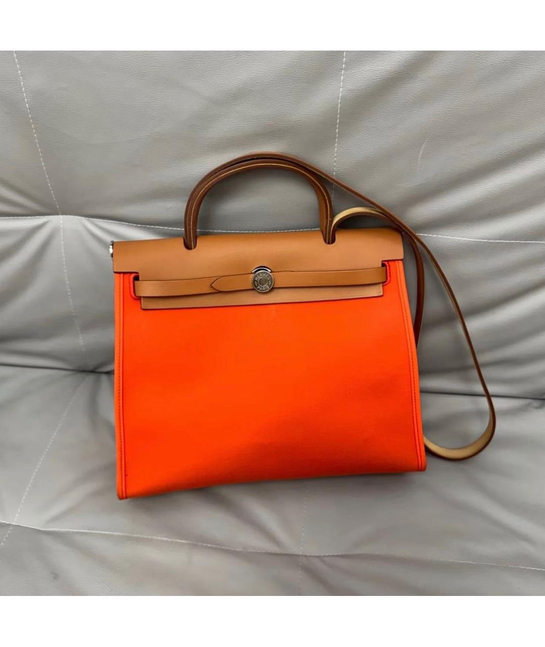 HERMES Оранжевая кожаная сумка через плечо, фото 8