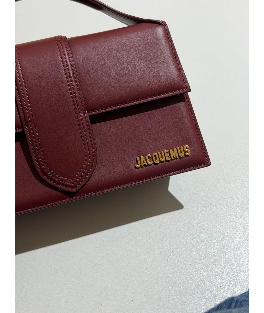 JACQUEMUS Бордовая кожаная сумка с короткими ручками, фото 5