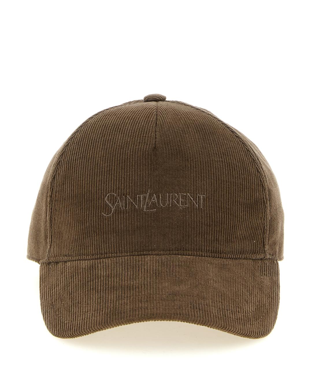 SAINT LAURENT Коричневая хлопковая кепка, фото 1