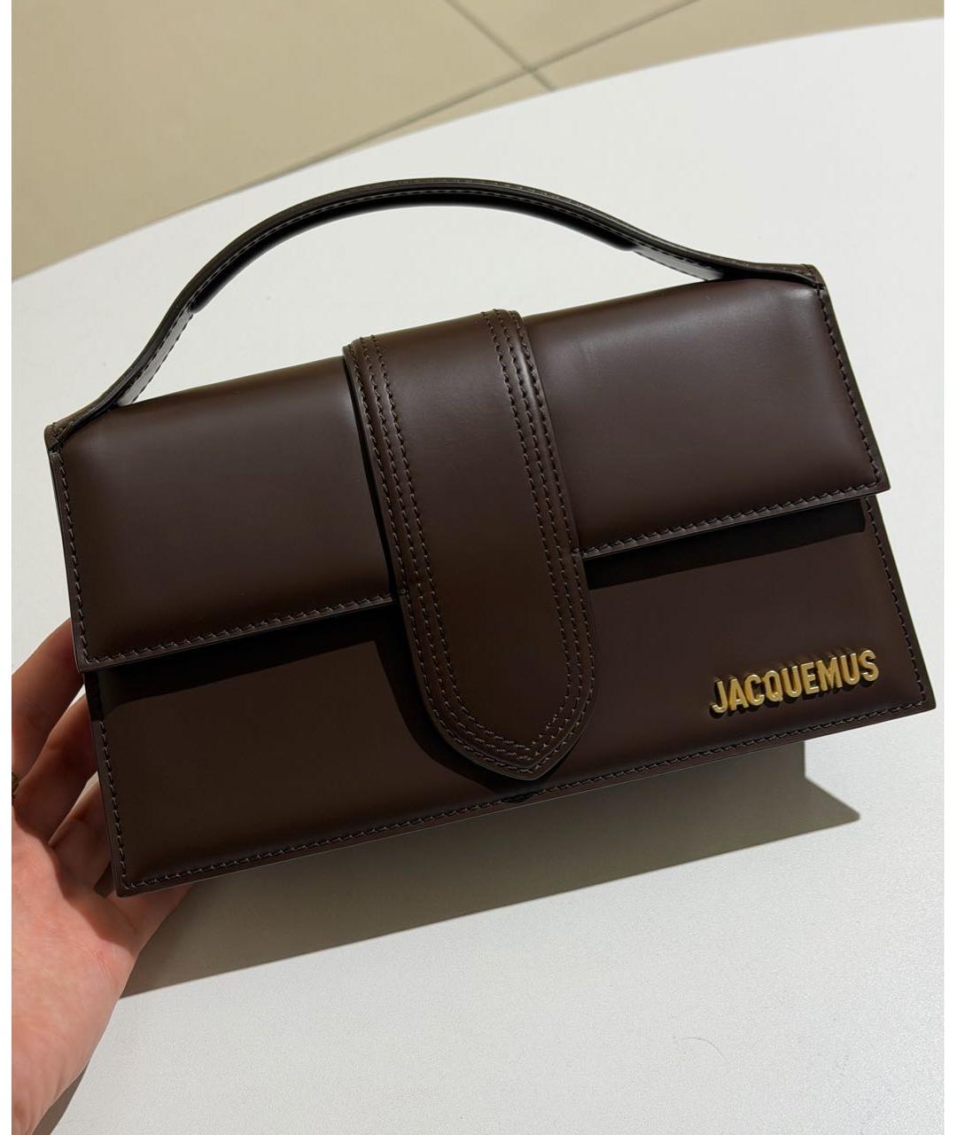 JACQUEMUS Коричневая кожаная сумка с короткими ручками, фото 9