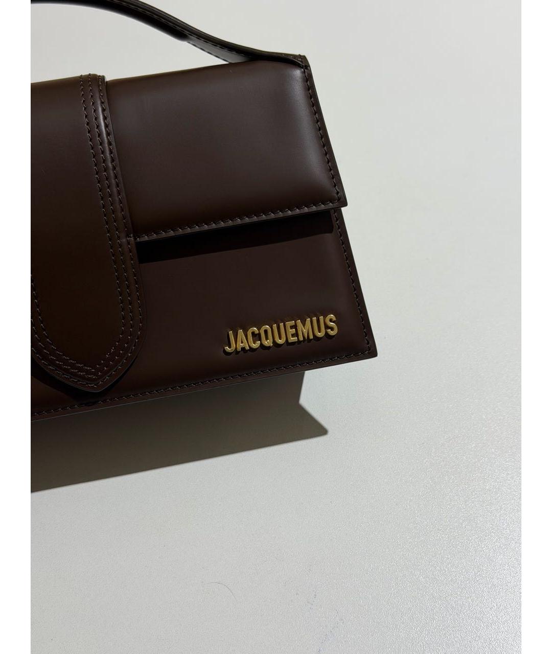 JACQUEMUS Коричневая кожаная сумка с короткими ручками, фото 2