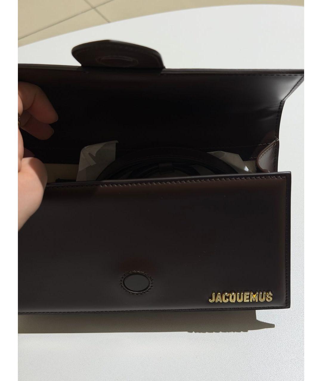 JACQUEMUS Коричневая кожаная сумка с короткими ручками, фото 5