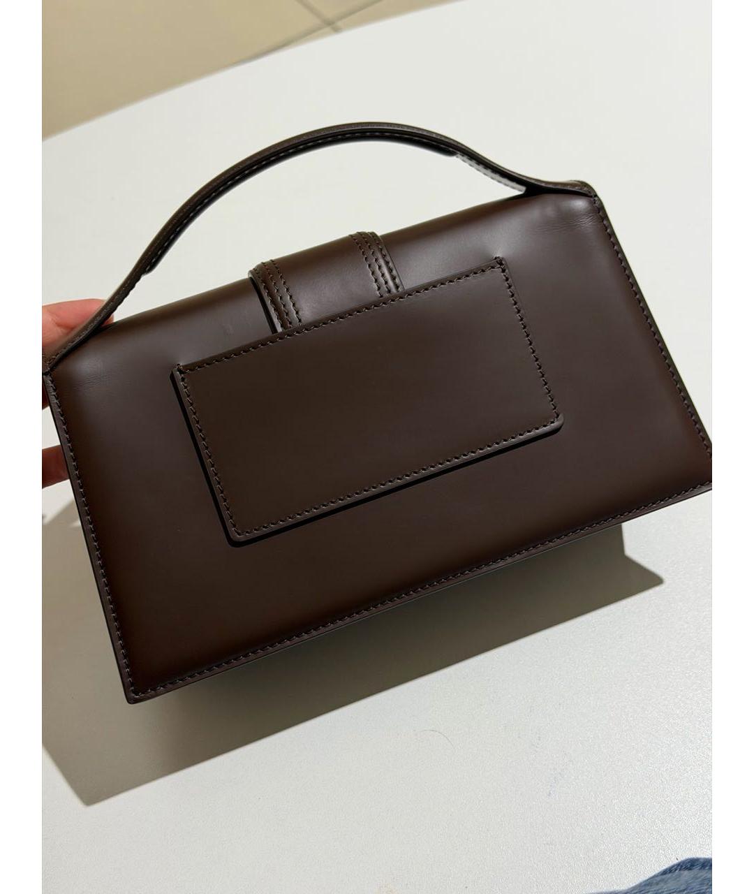 JACQUEMUS Коричневая кожаная сумка с короткими ручками, фото 3