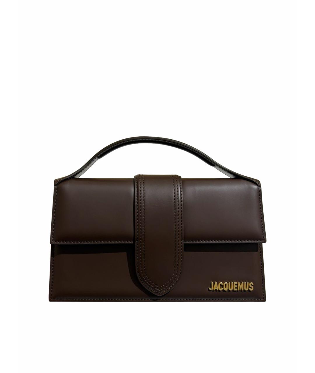 JACQUEMUS Коричневая кожаная сумка с короткими ручками, фото 1
