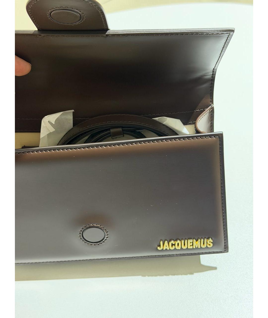 JACQUEMUS Коричневая кожаная сумка с короткими ручками, фото 7