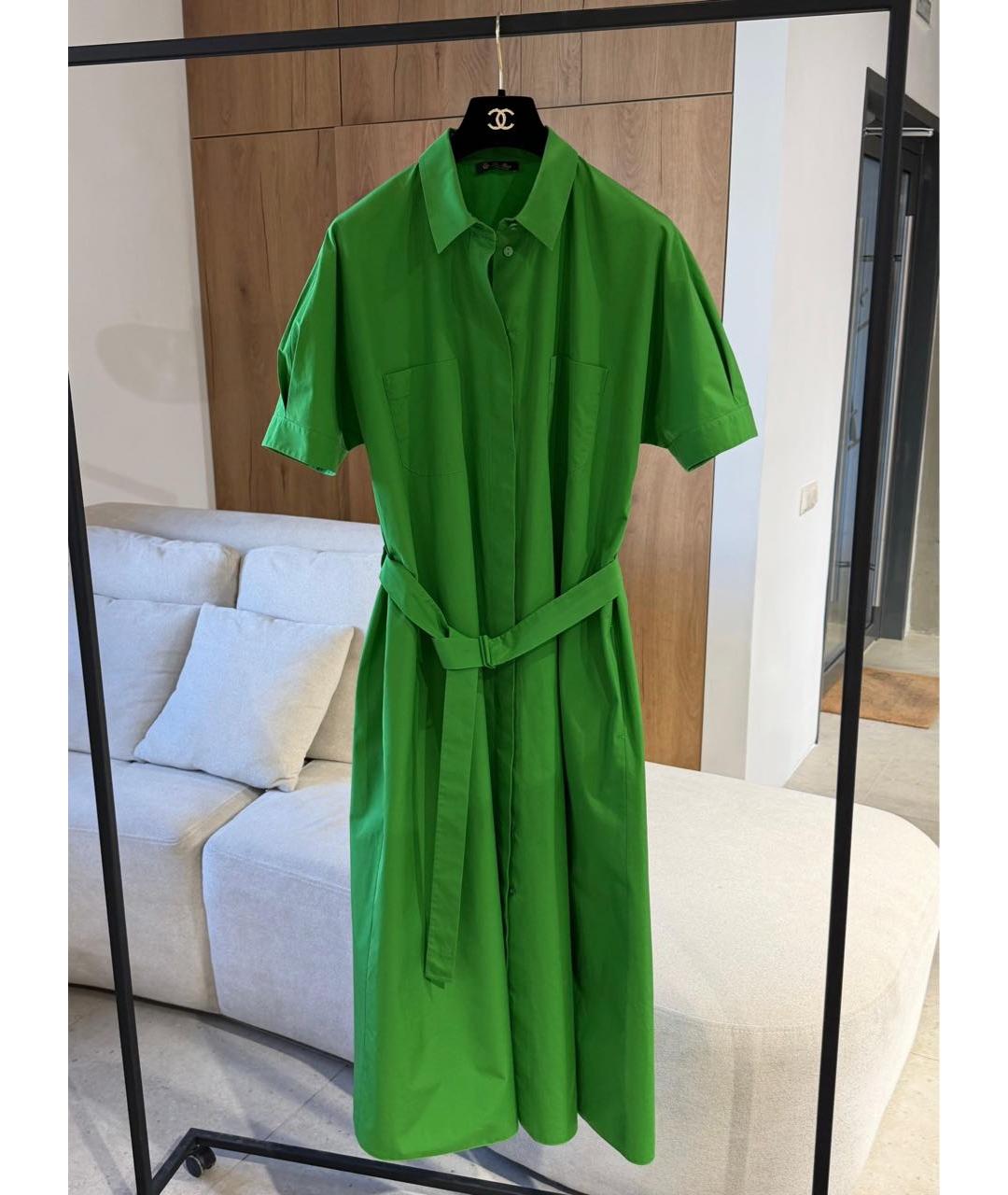 LORO PIANA Зеленое хлопковое повседневное платье, фото 2