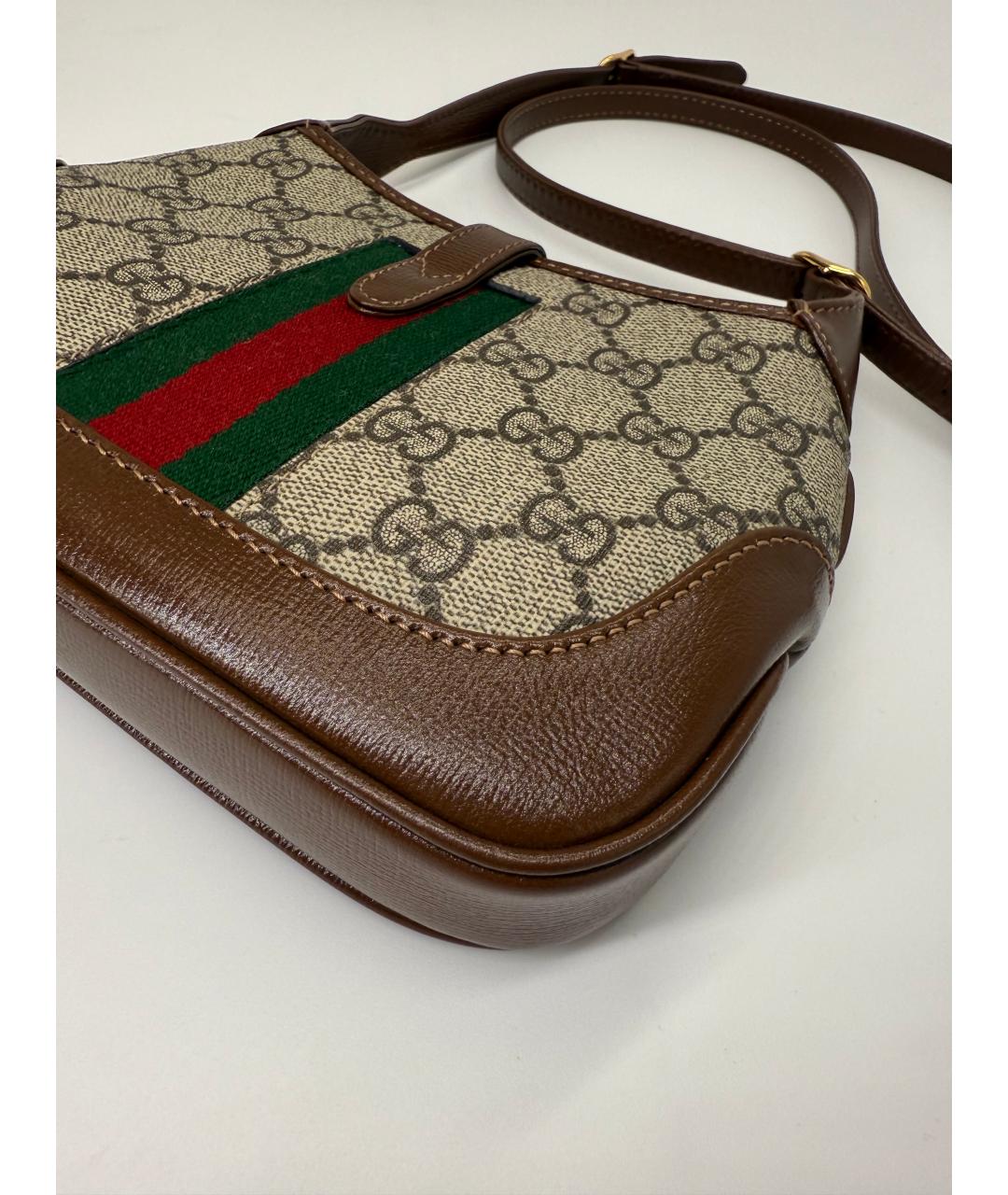 GUCCI Коричневая сумка через плечо из канвы, фото 4