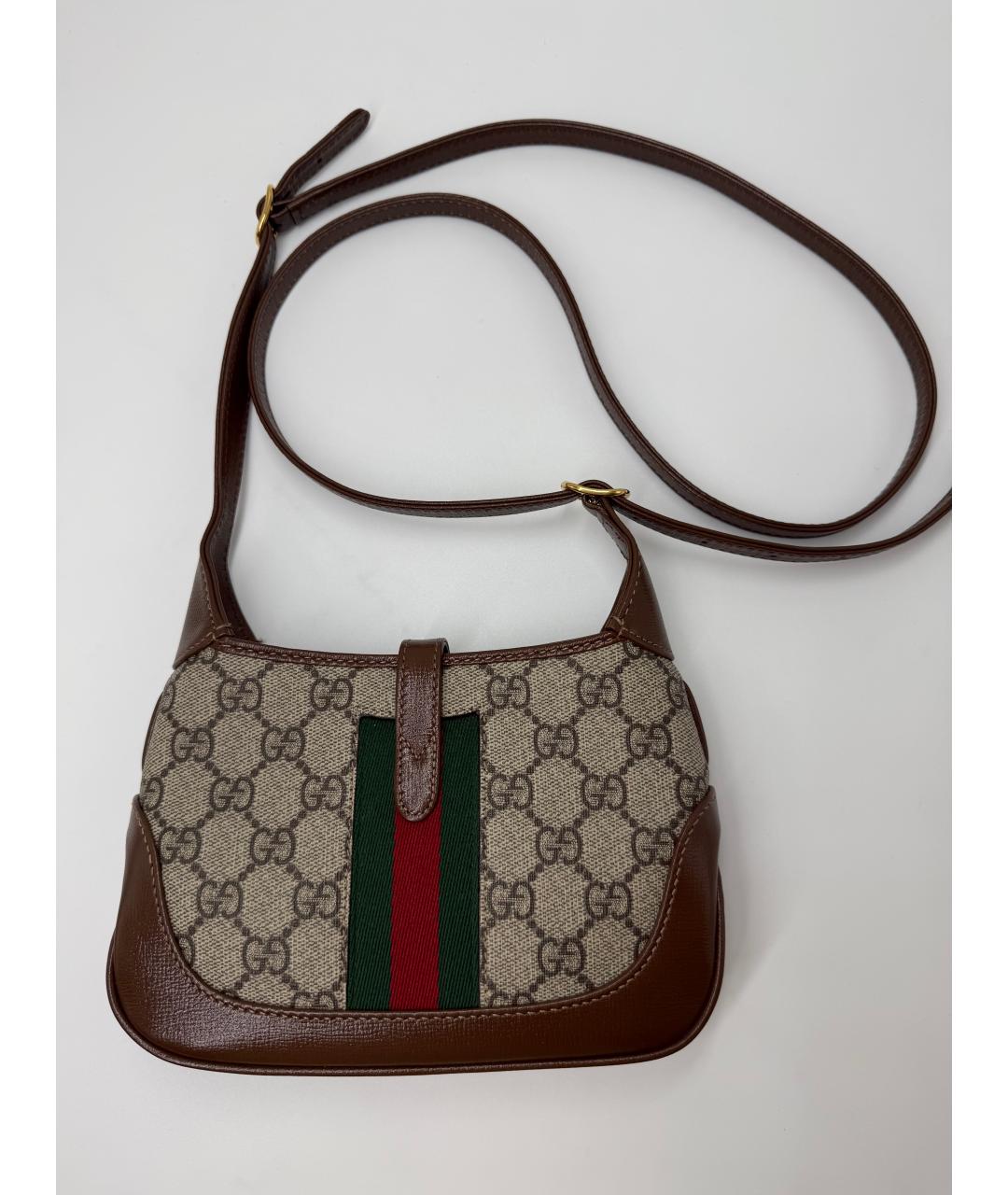 GUCCI Коричневая сумка через плечо из канвы, фото 2