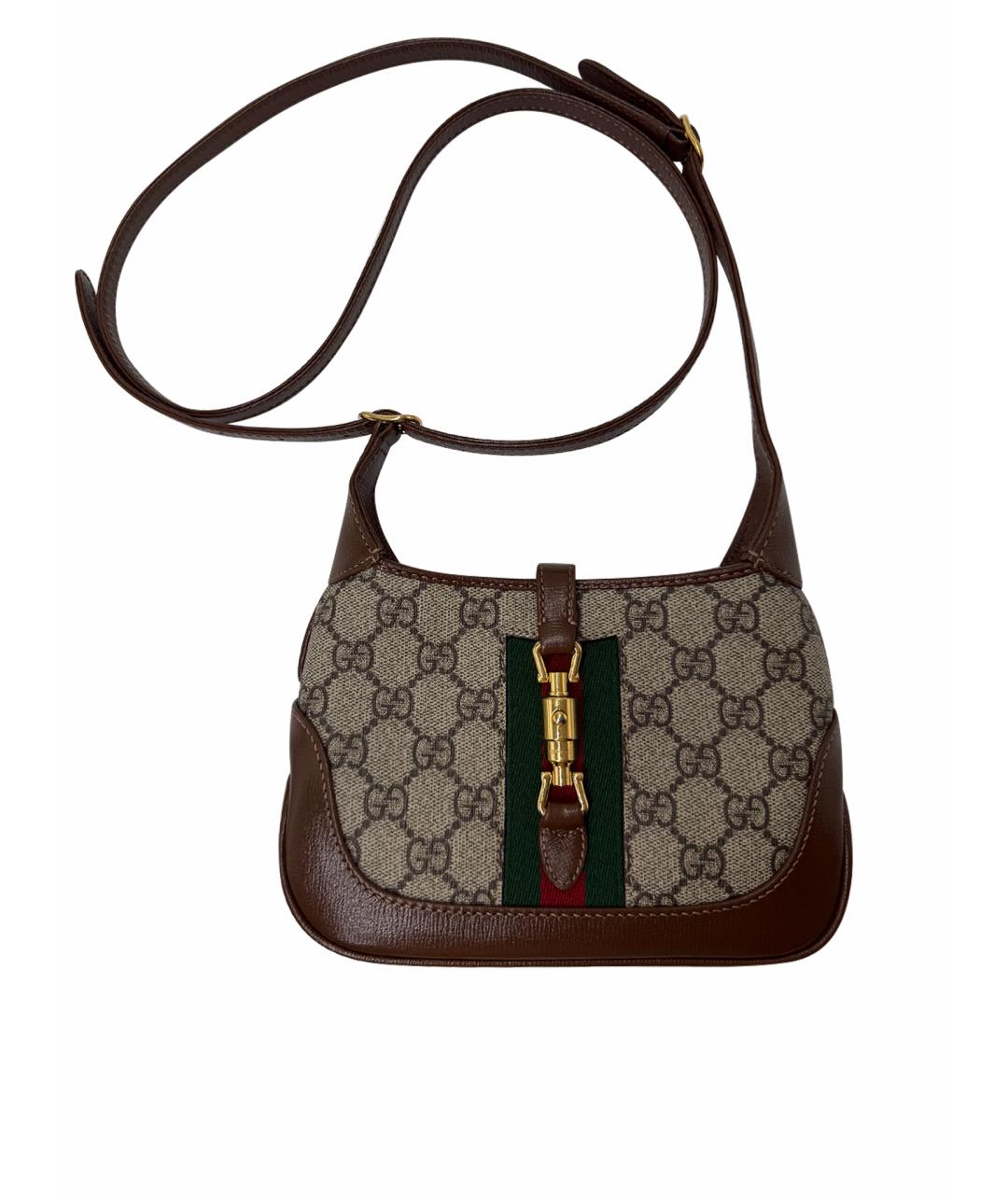 GUCCI Коричневая сумка через плечо из канвы, фото 1
