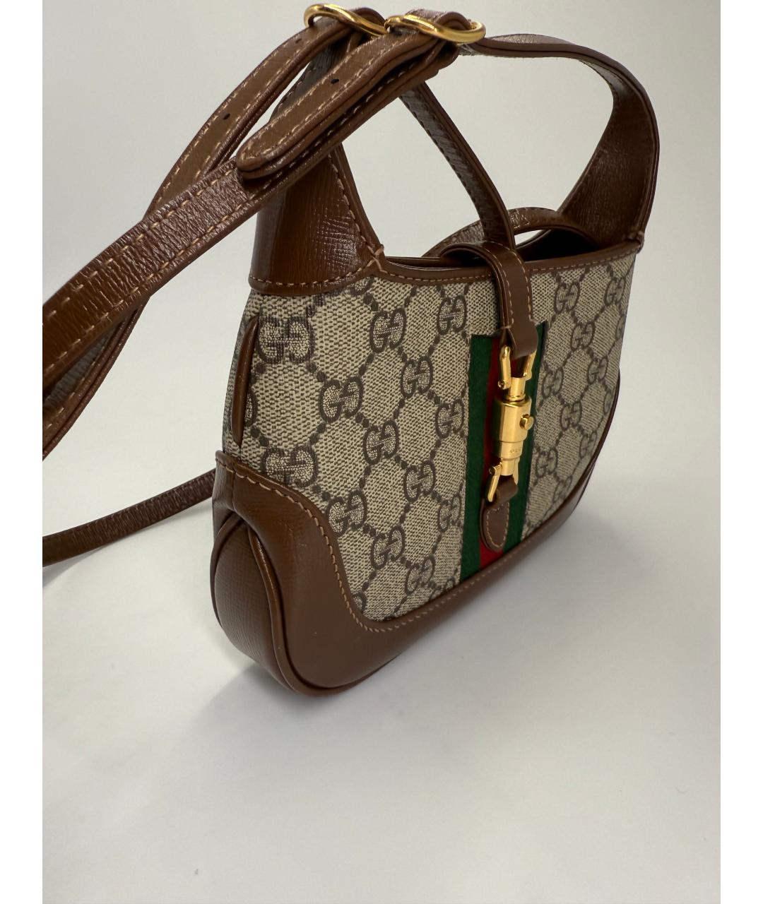 GUCCI Коричневая сумка через плечо из канвы, фото 7