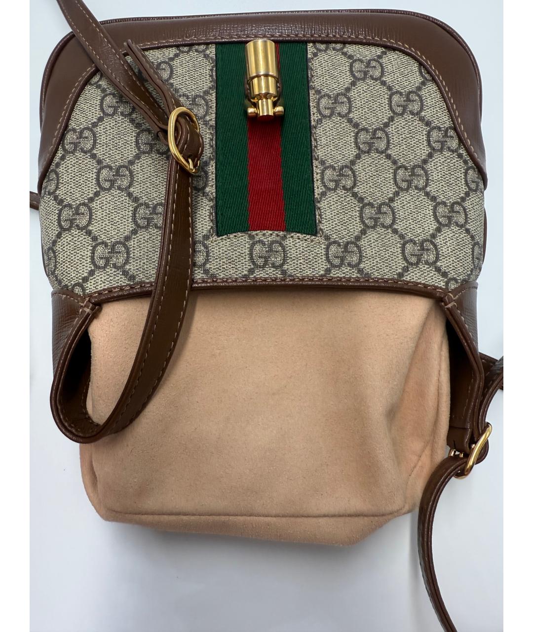 GUCCI Коричневая сумка через плечо из канвы, фото 9