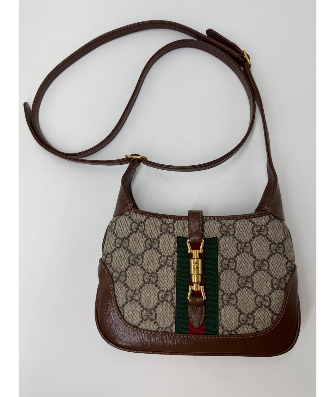 GUCCI Коричневая сумка через плечо из канвы, фото 10