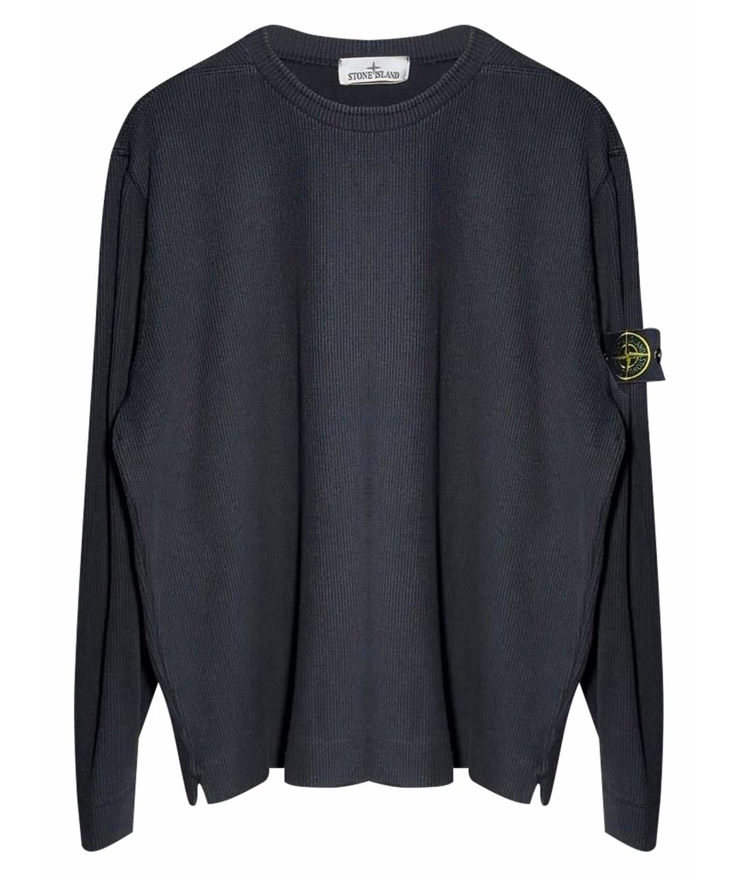 STONE ISLAND Антрацитовый хлопковый джемпер / свитер, фото 1