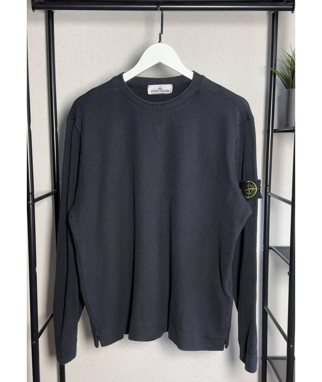 STONE ISLAND Антрацитовый хлопковый джемпер / свитер, фото 5